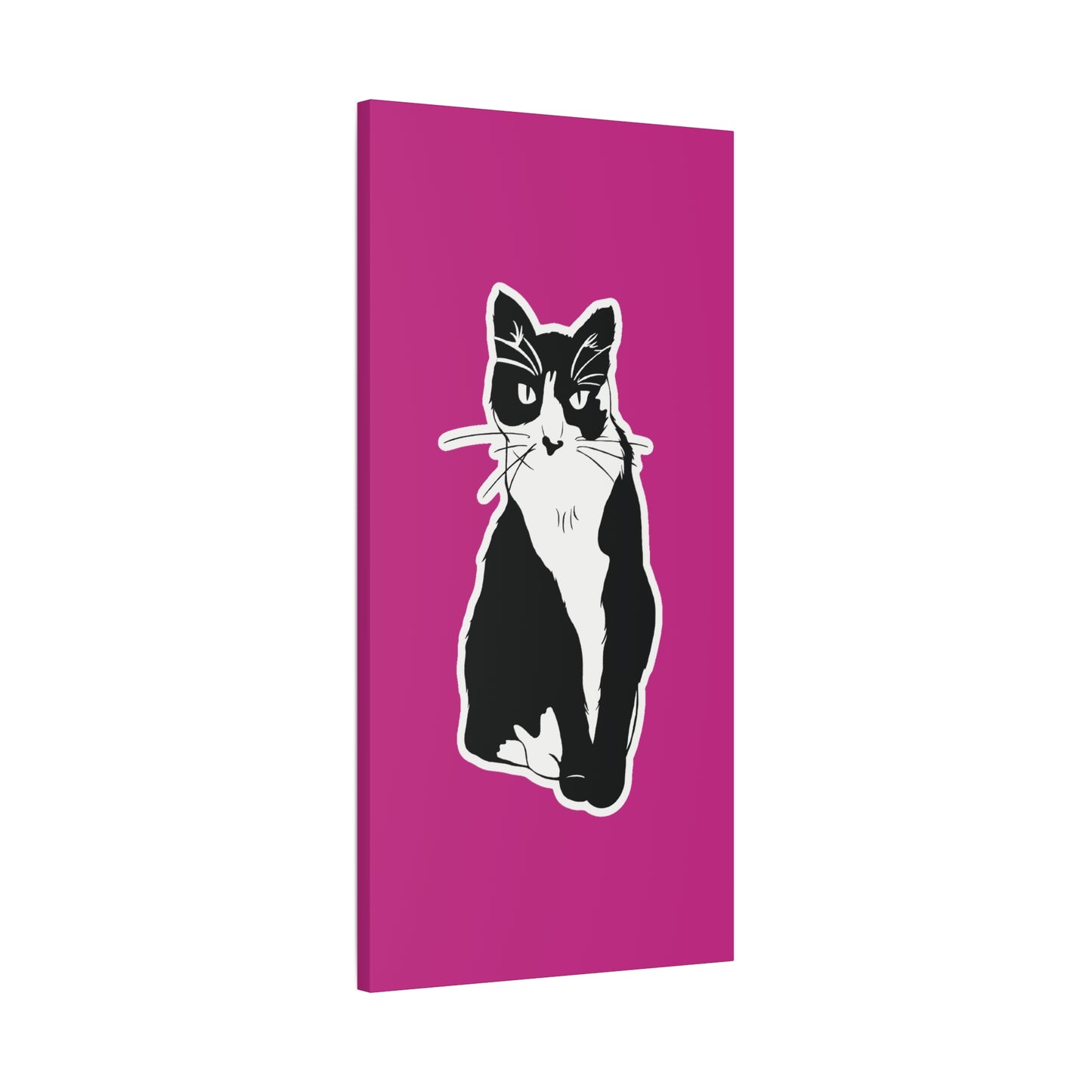 Cat Canvas on Pink (Sticker Style Cat) - Cat Drawing Art