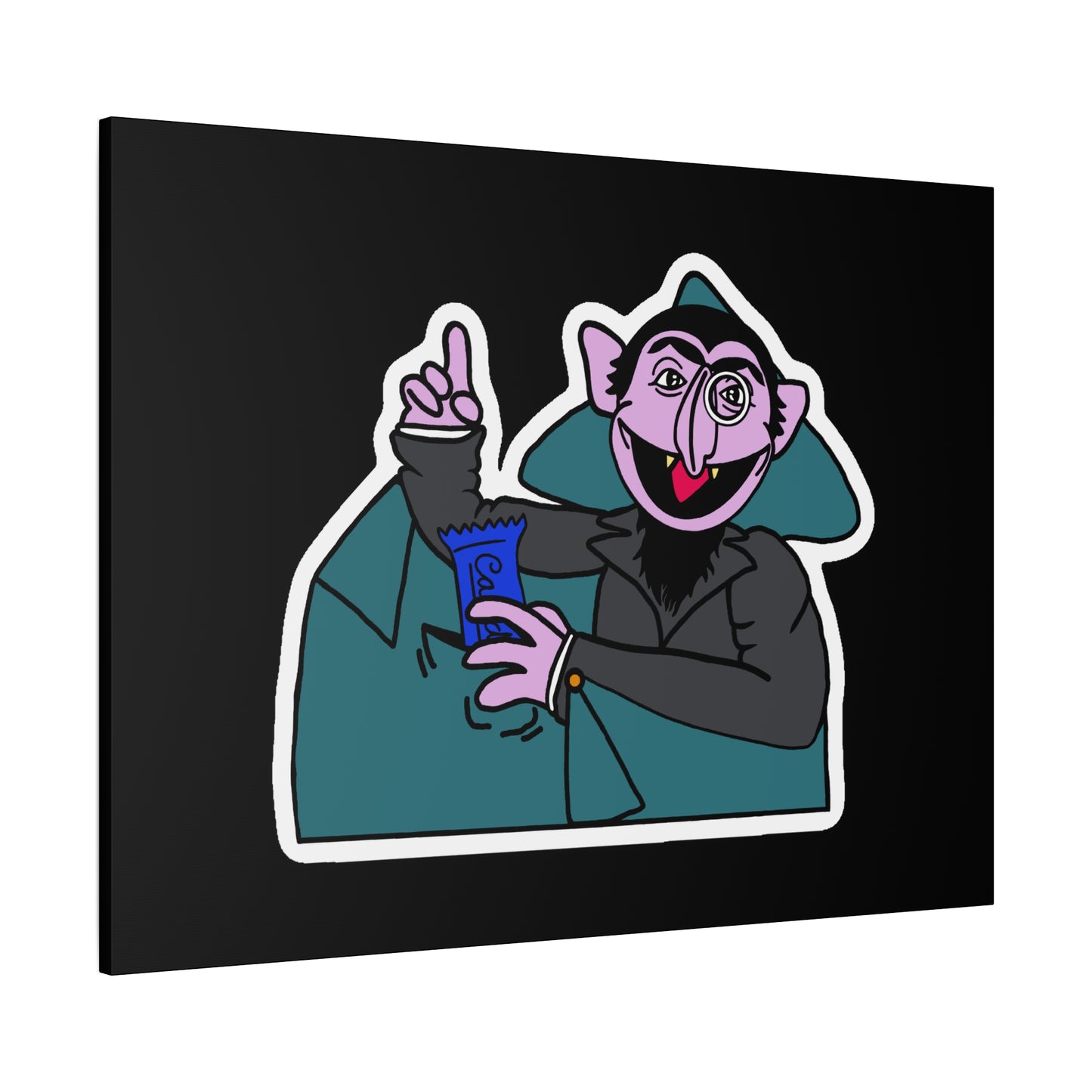 The Count Stealing Candy Canvas Print Black - Sesame Street The Count Parody Art