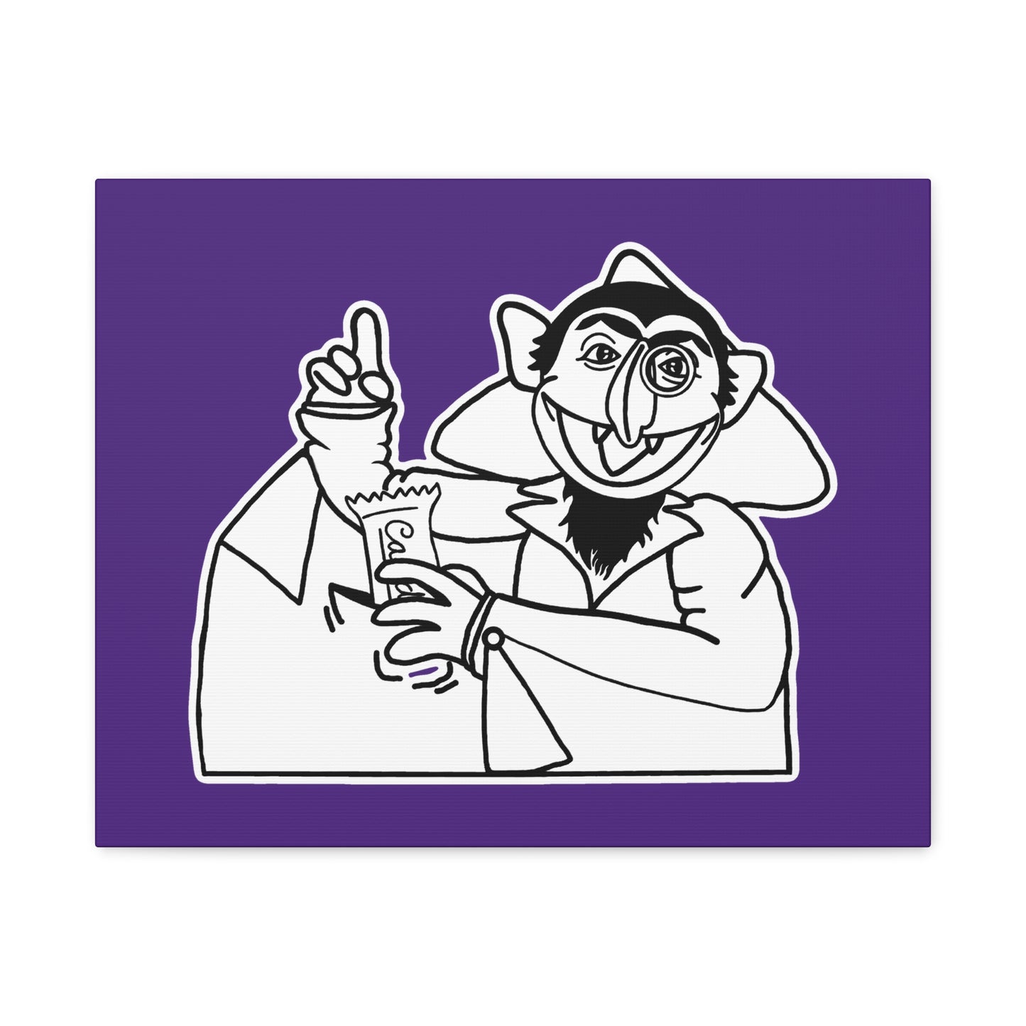 The Count Stealing Candy Outline Canvas Print Purple - Sesame Street The Count Parody Art