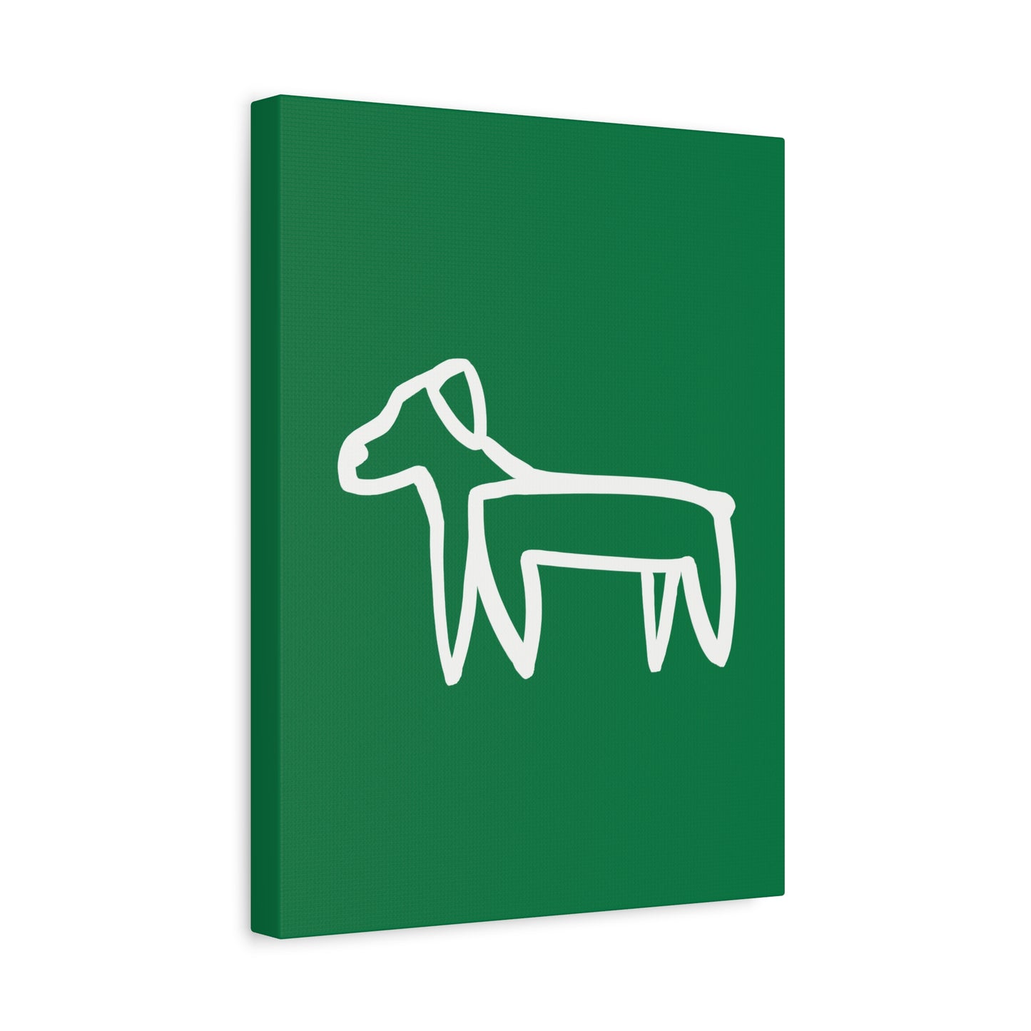 Dog Canvas Print on Green (Transparent Style White Dog) - Dog Art Print