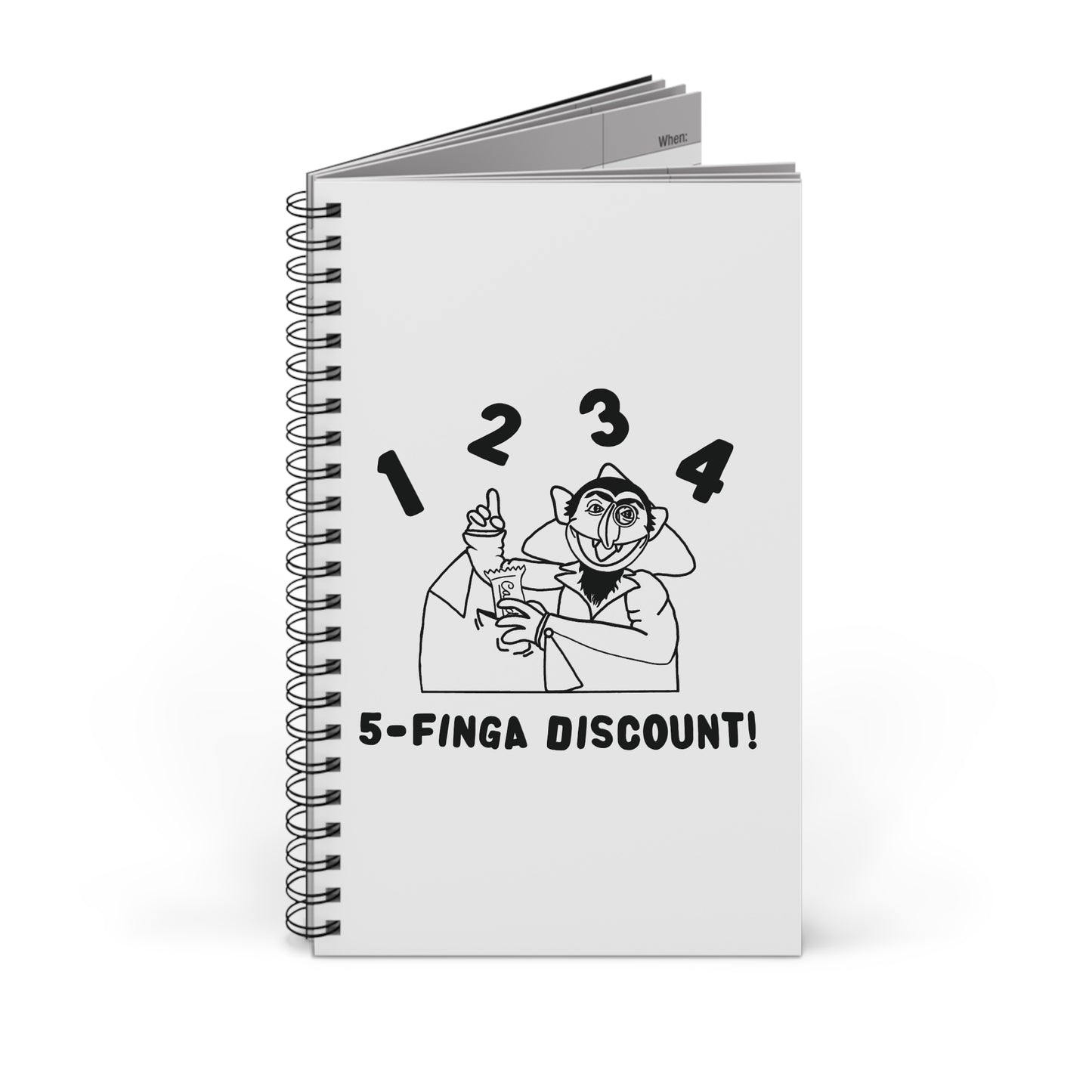 Five Finger Discount Outline Notebook White - Sesame Street The Count Parody Spiral Notebook