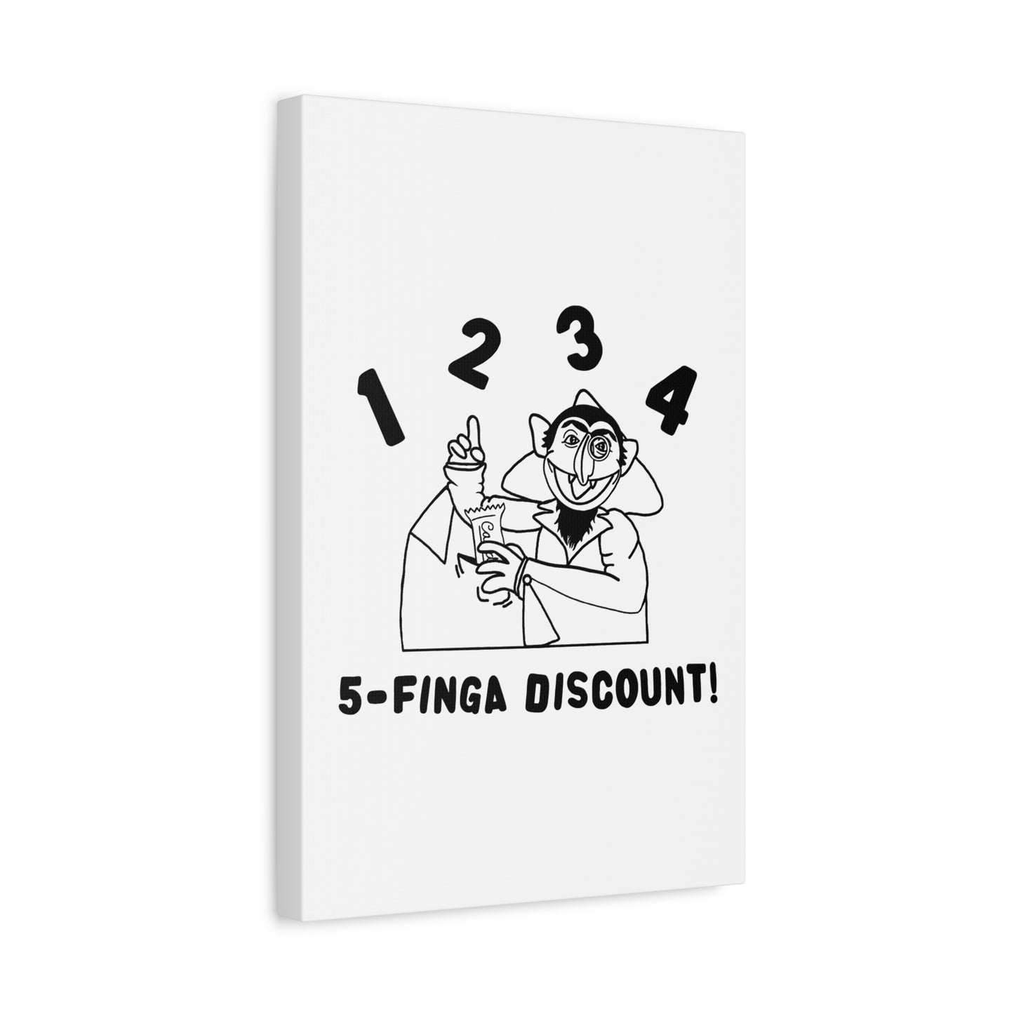 Five Finger Discount Outline Canvas Print White - Sesame Street The Count Parody Art Print