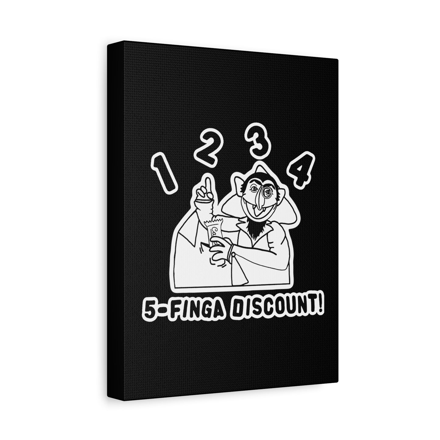 Five Finger Discount Outline Canvas Print Black - Sesame Street The Count Parody Art Print
