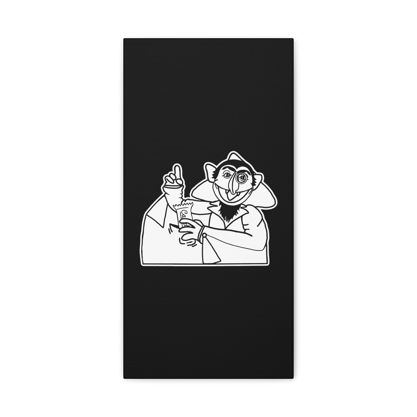 The Count Stealing Candy Outline Canvas Print Black - Sesame Street The Count Parody Canvas Art