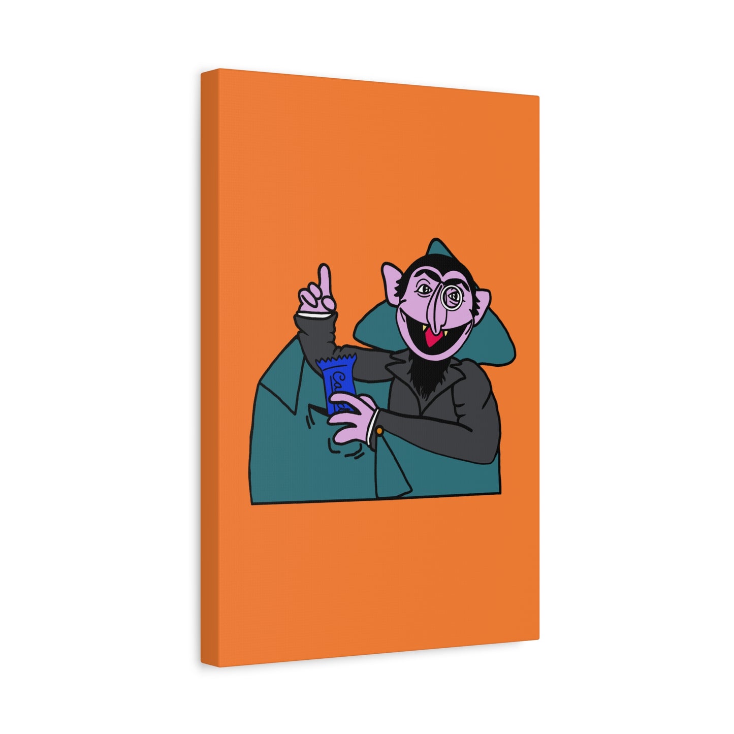 The Count Stealing Candy Canvas Print Orange - Sesame Street The Count Parody Art