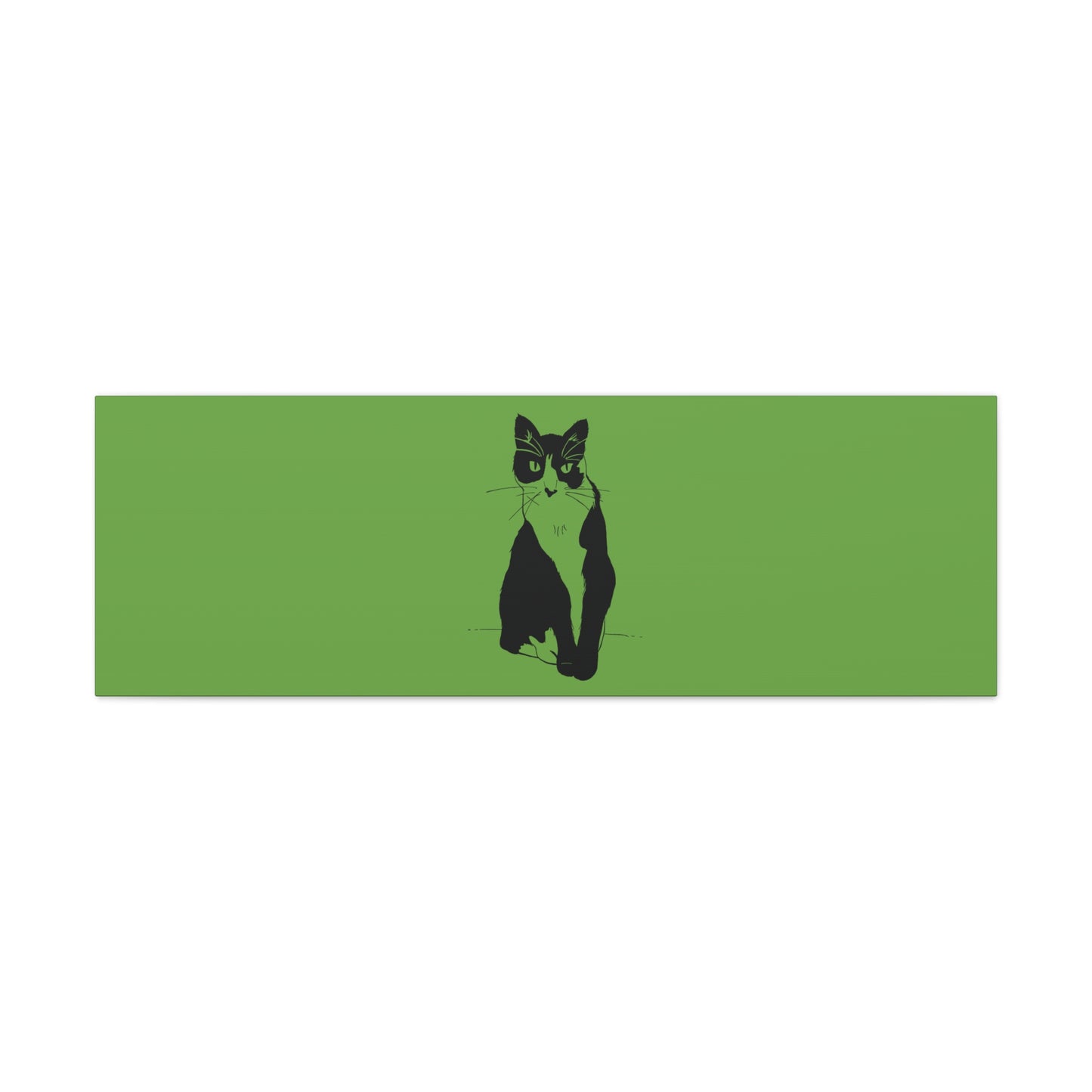 Cat Canvas Print on Green (Transparent Style Cat) - Cat Drawing Art
