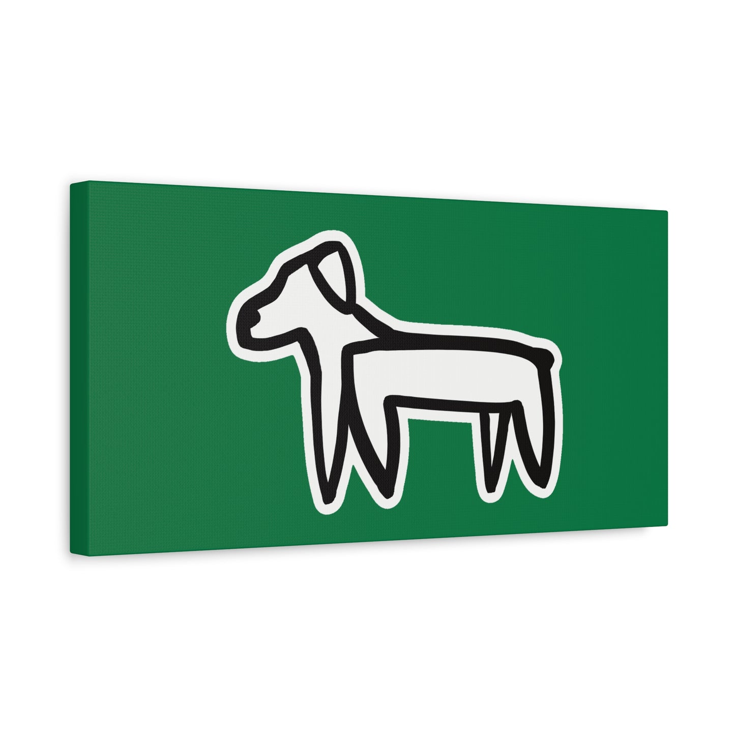 Dog Canvas Print on Green (Sticker Style White Dog) - Dog Art Print