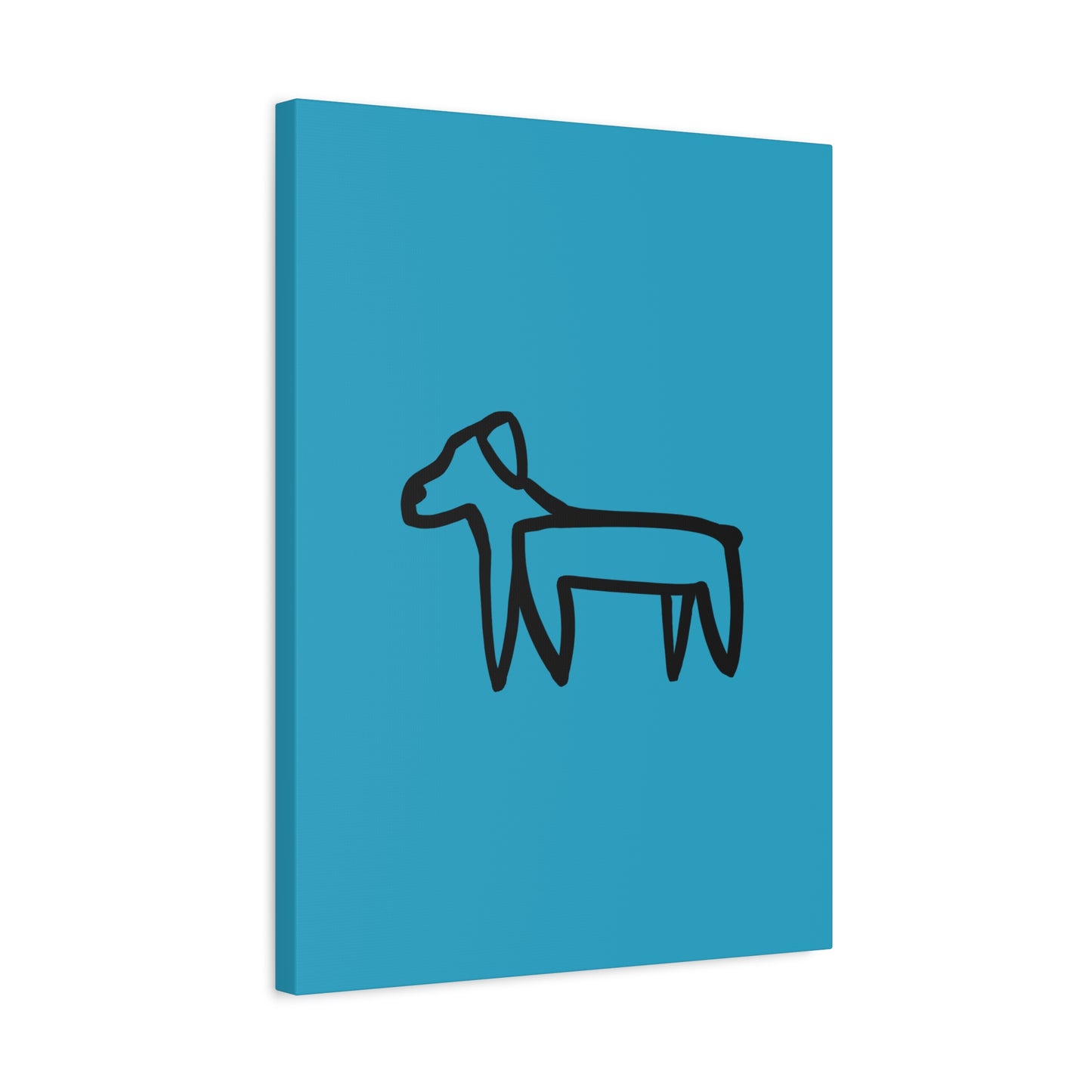 Dog Canvas Print on Turquoise (Transparent Style Black Dog) - Dog Drawing Canvas