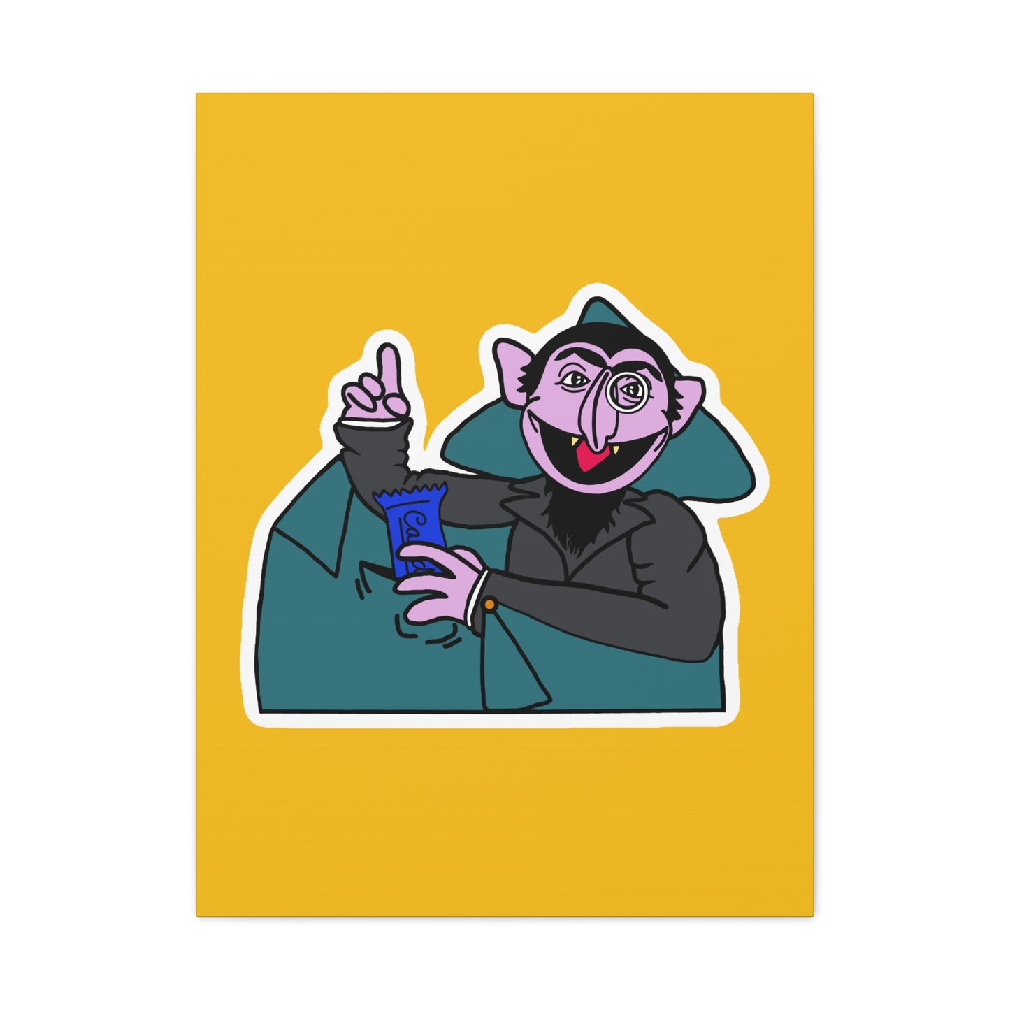 The Count Stealing Candy Canvas Print Yellow - Sesame Street The Count Parody Art