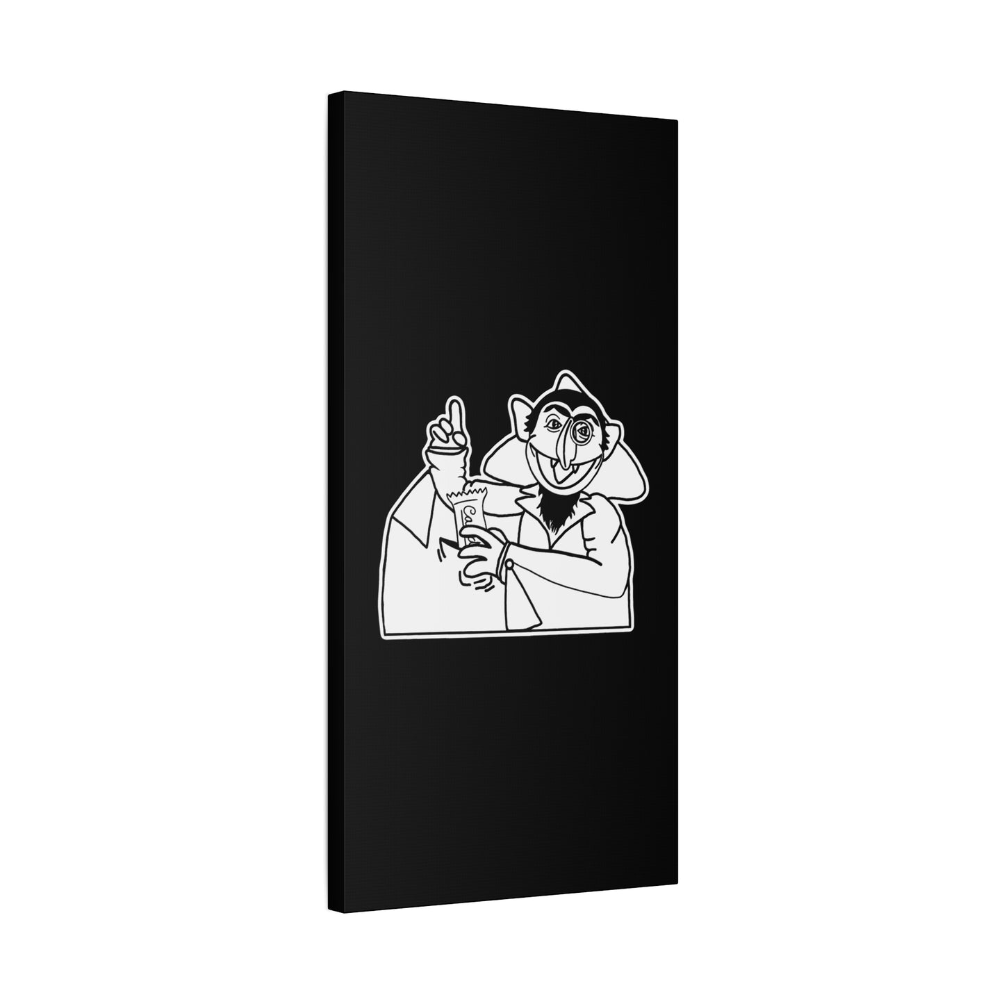 The Count Stealing Candy Outline Canvas Print Black - Sesame Street The Count Parody Canvas Art
