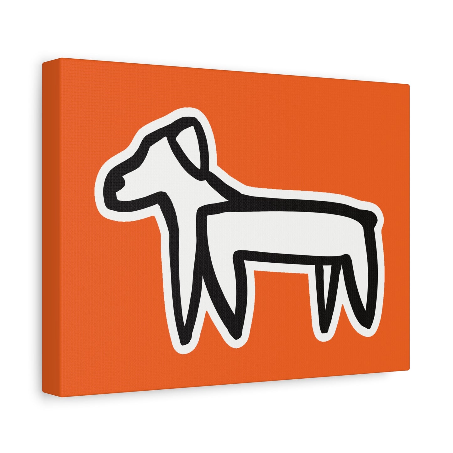 Dog Canvas Print on Orange (Sticker Style White Dog) - Dog Art Print