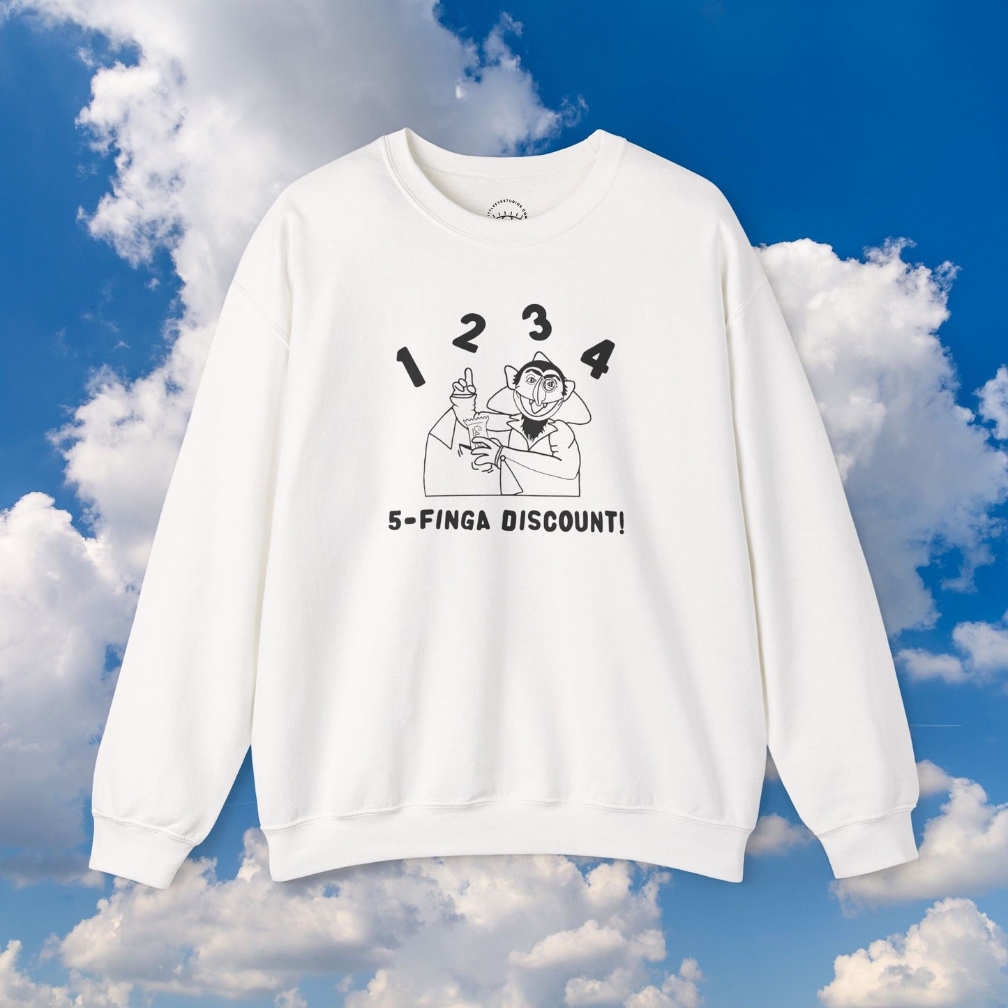 Five Finger Discount Outline Sweatshirt - Sesame Street The Count Parody Sweatshirt