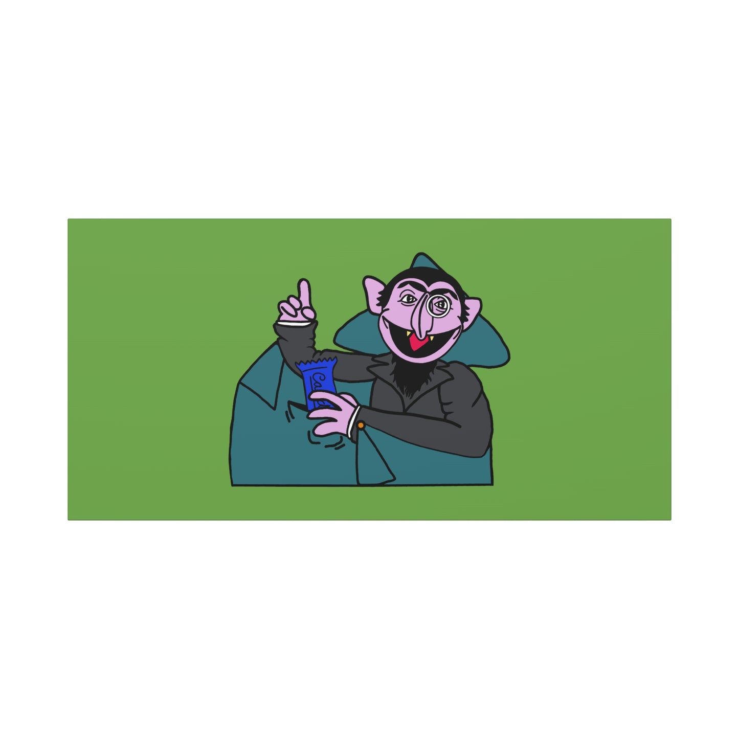 The Count Stealing Candy Canvas Print Green - Sesame Street The Count Parody Art