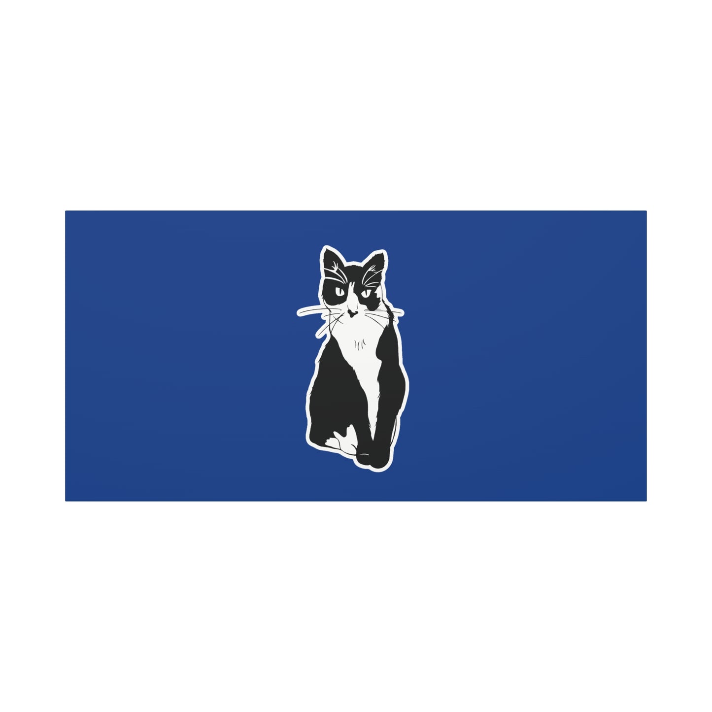 Cat Canvas Print on Dark Blue (Sticker Style Cat) - Cat Drawing Art