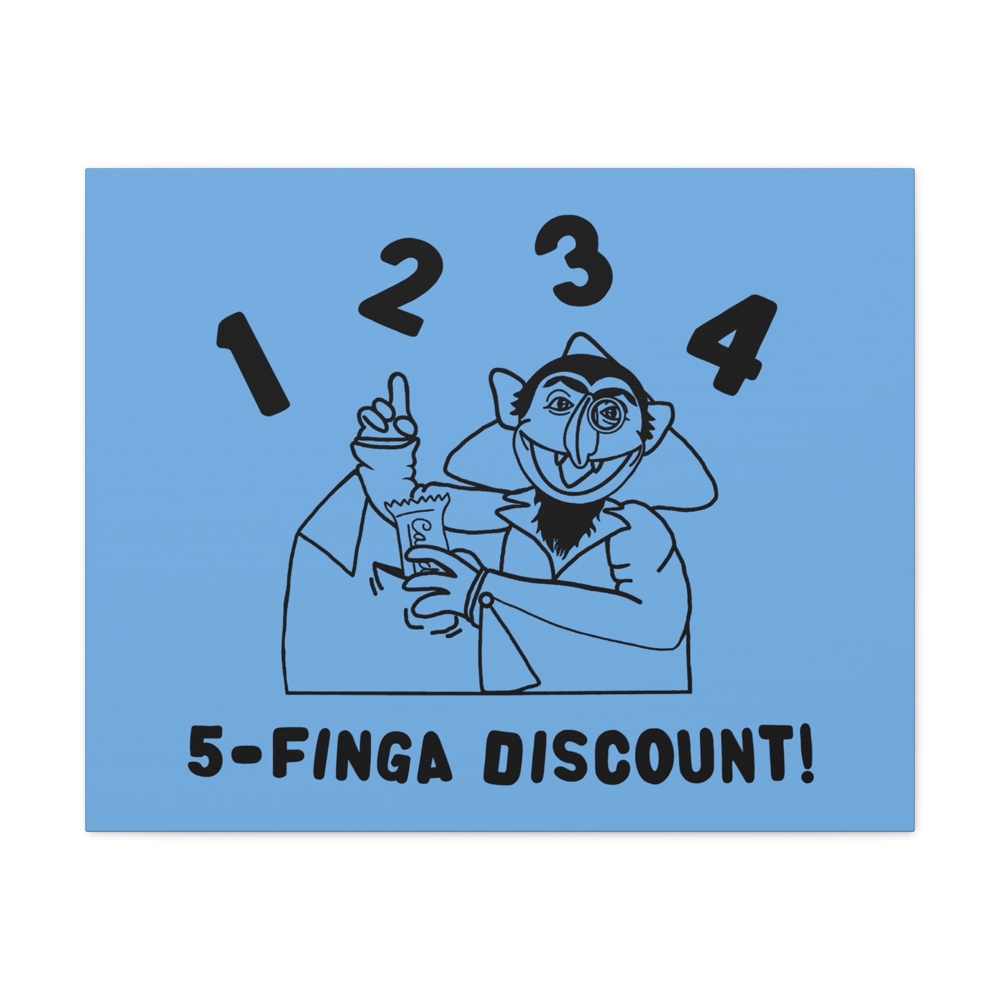 Five Finger Discount Outline Canvas Print Light Blue - Sesame Street The Count Parody Art Print