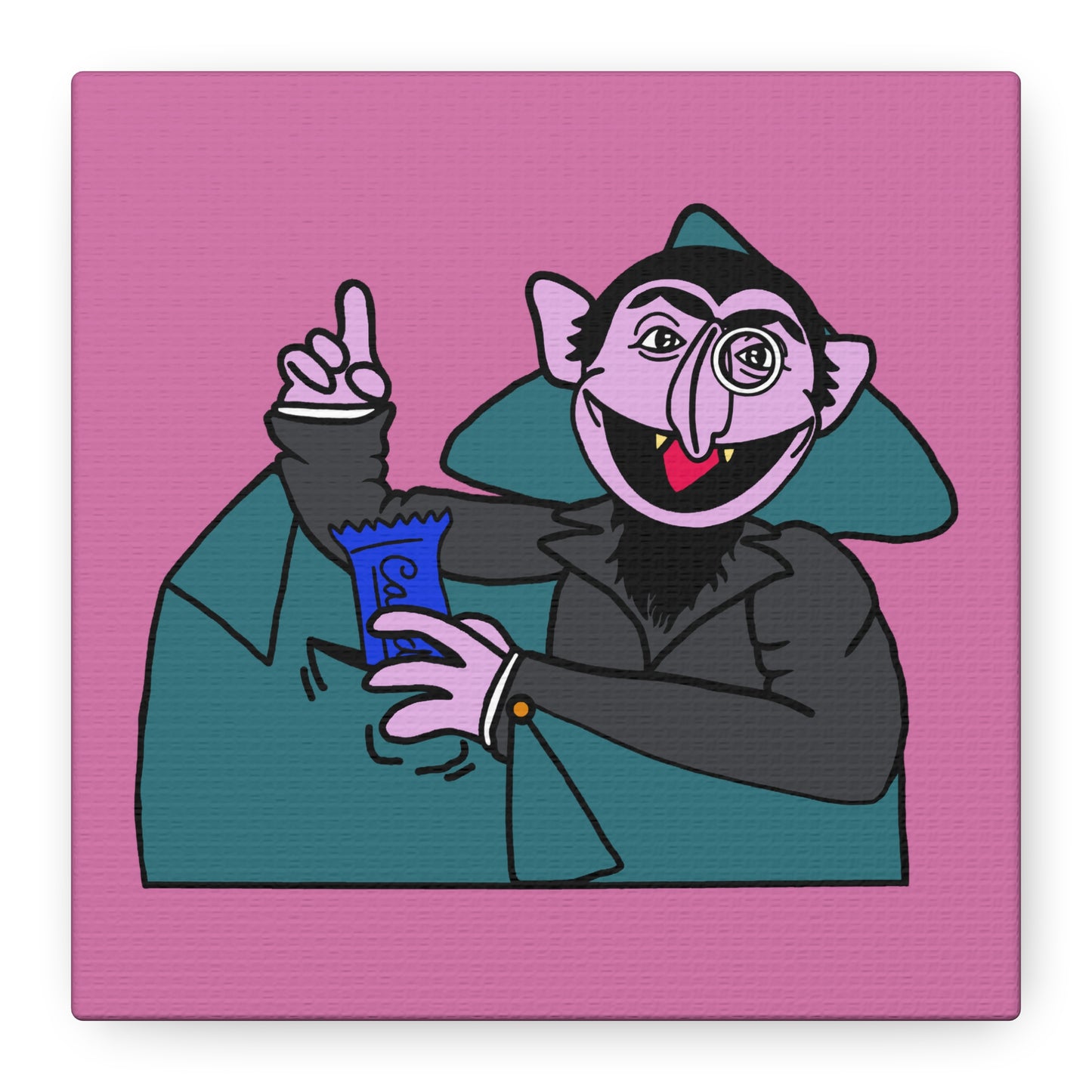 The Count Stealing Candy Canvas Print Light Pink - Sesame Street The Count Parody Art