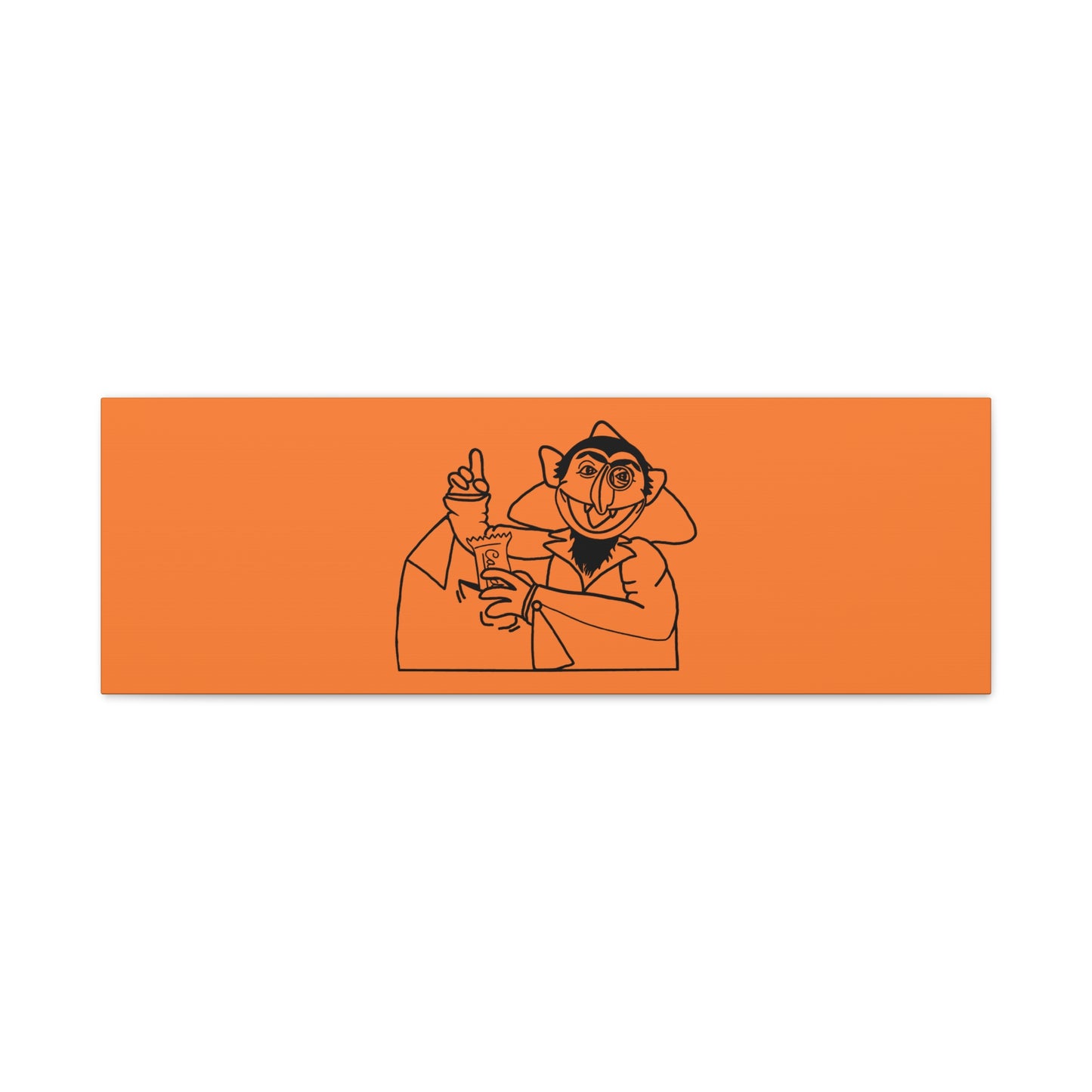 The Count Stealing Candy Outline Canvas Print Light Orange - Sesame Street The Count Parody Art