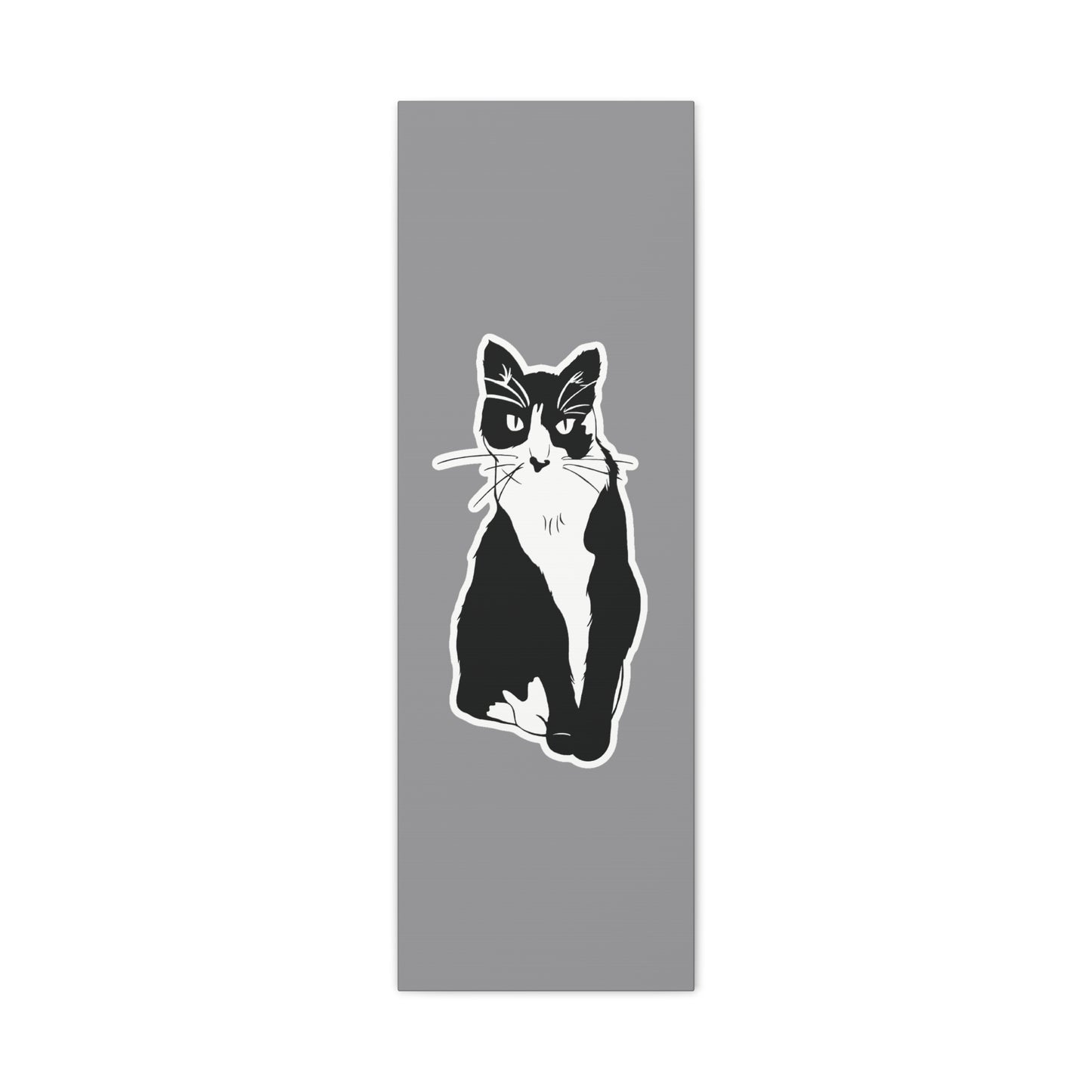 Cat Canvas Print on Grey (Sticker Style Cat) - Cat Drawing Wall Art