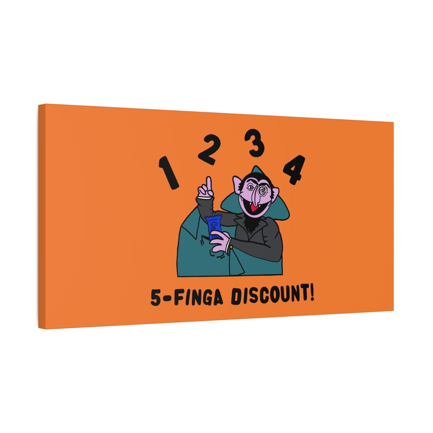 Five Finger Discount Canvas Print Light Orange - Sesame Street The Count Parody Art Print