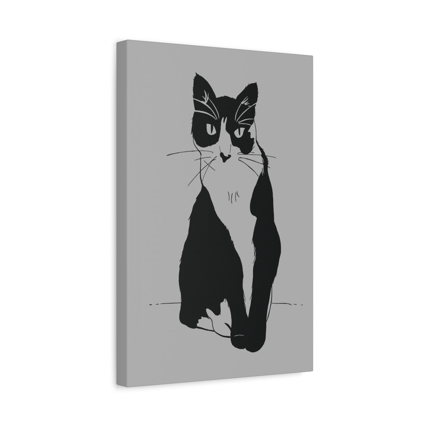 Cat Canvas Print on Grey (Transparent Style Cat) - Cat Drawing Art