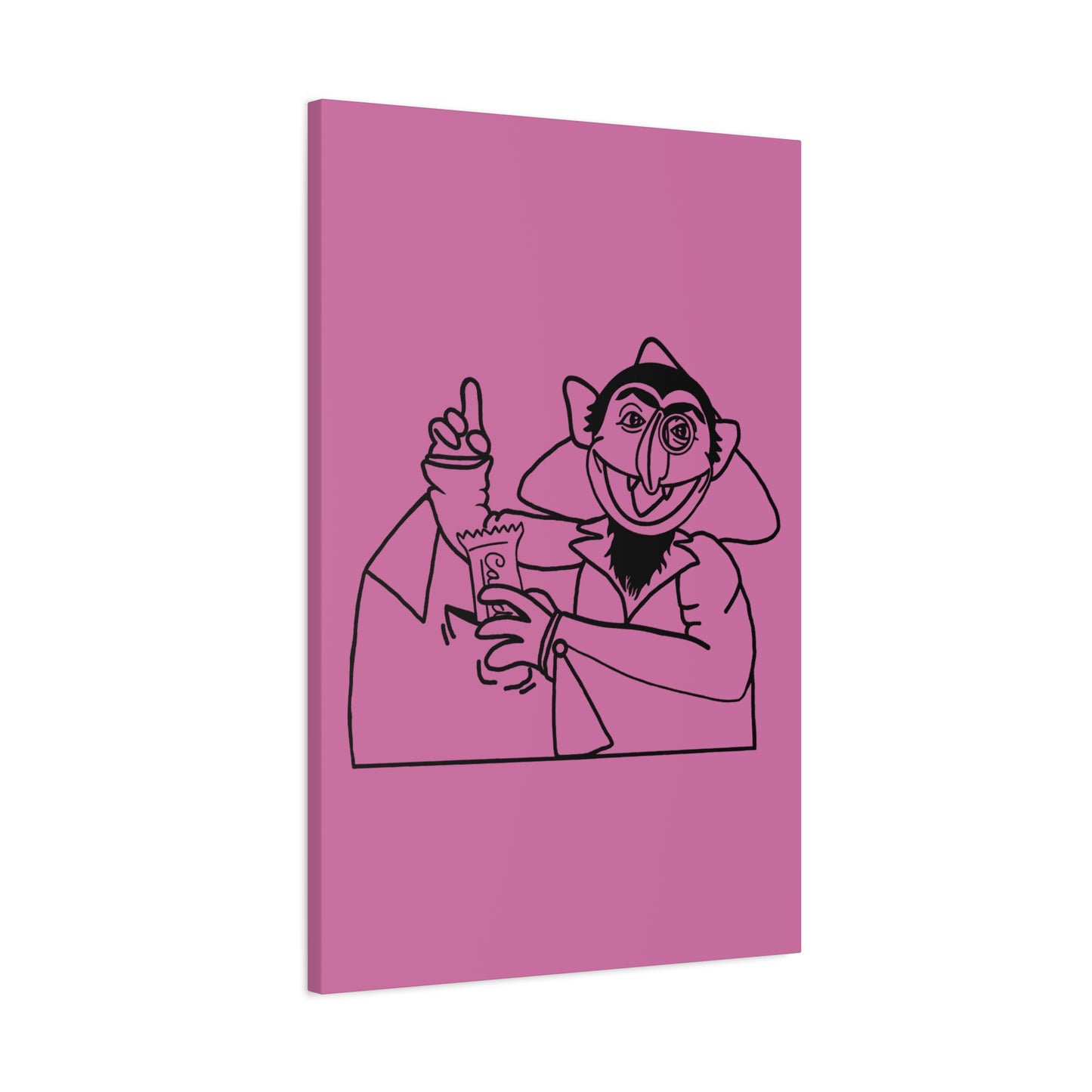 The Count Stealing Candy Outline Canvas Print Light Pink - Sesame Street The Count Parody Art