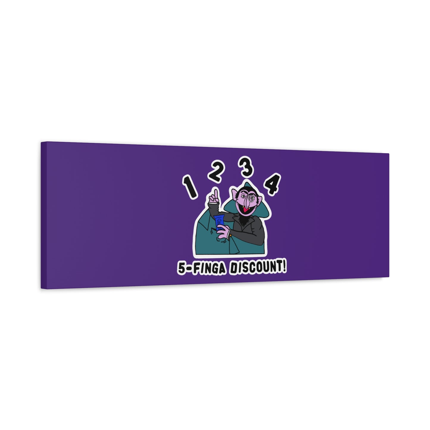 Five Finger Discount Canvas Print Light Purple - Sesame Street The Count Parody Art Print