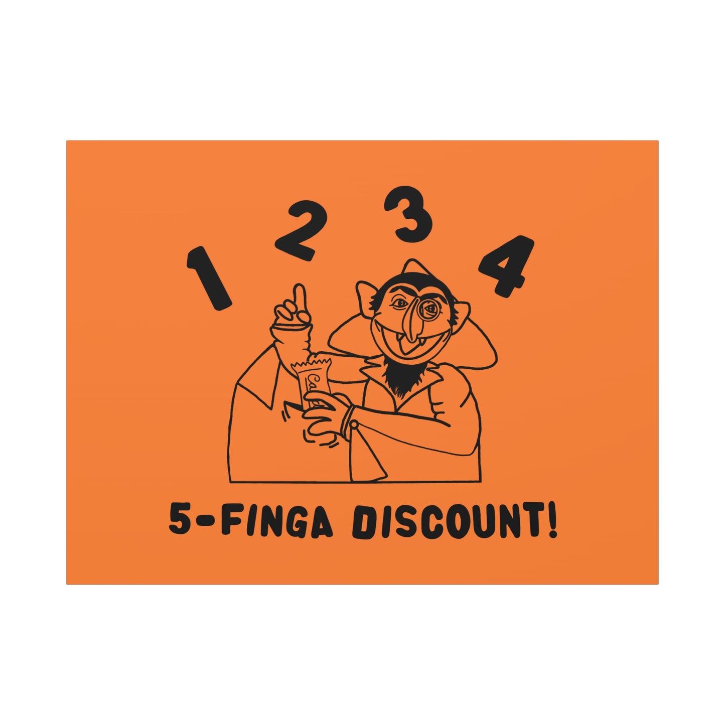 Five Finger Discount Outline Canvas Print Light Orange - Sesame Street The Count Parody Art Print