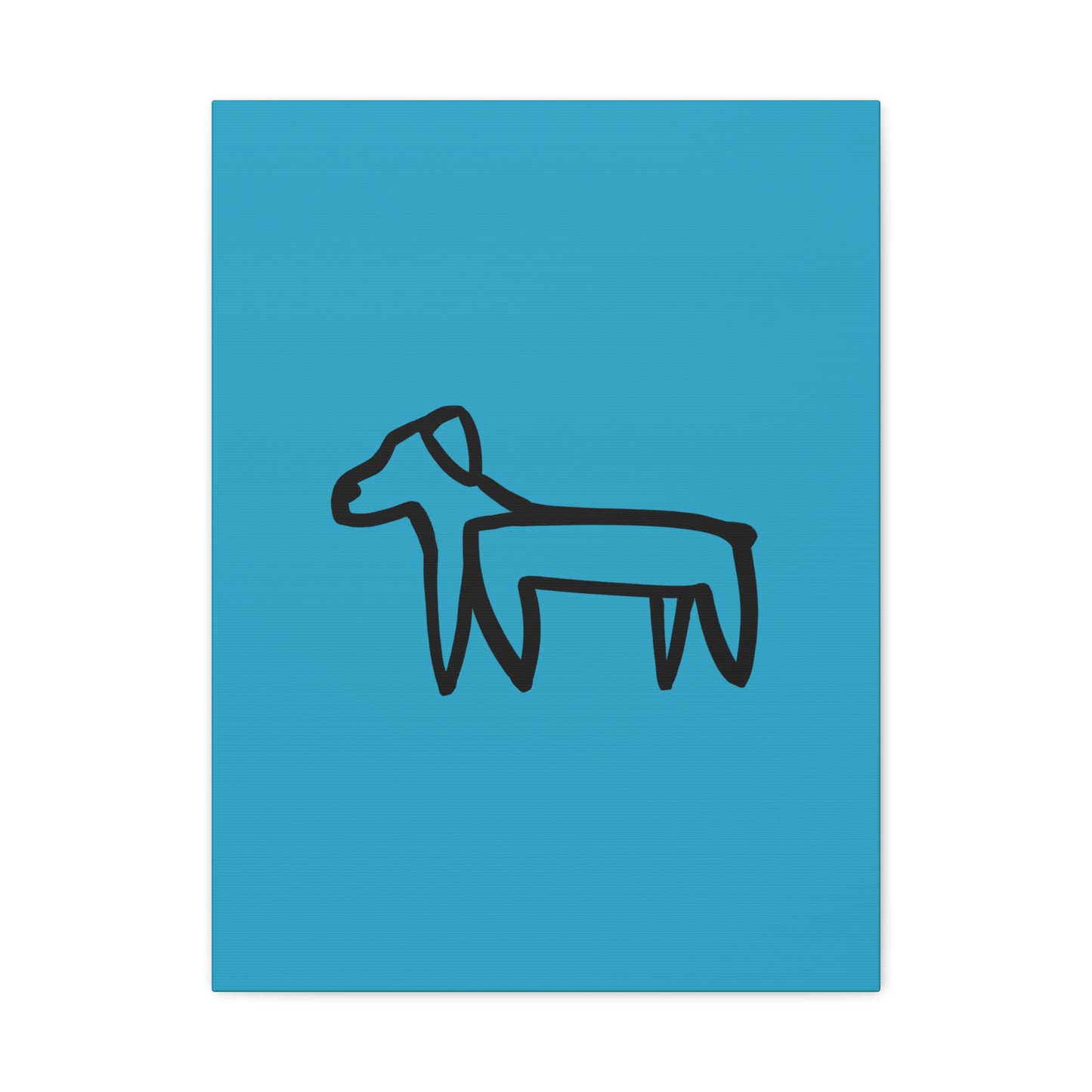 Dog Canvas Print on Turquoise (Transparent Style Black Dog) - Dog Drawing Canvas