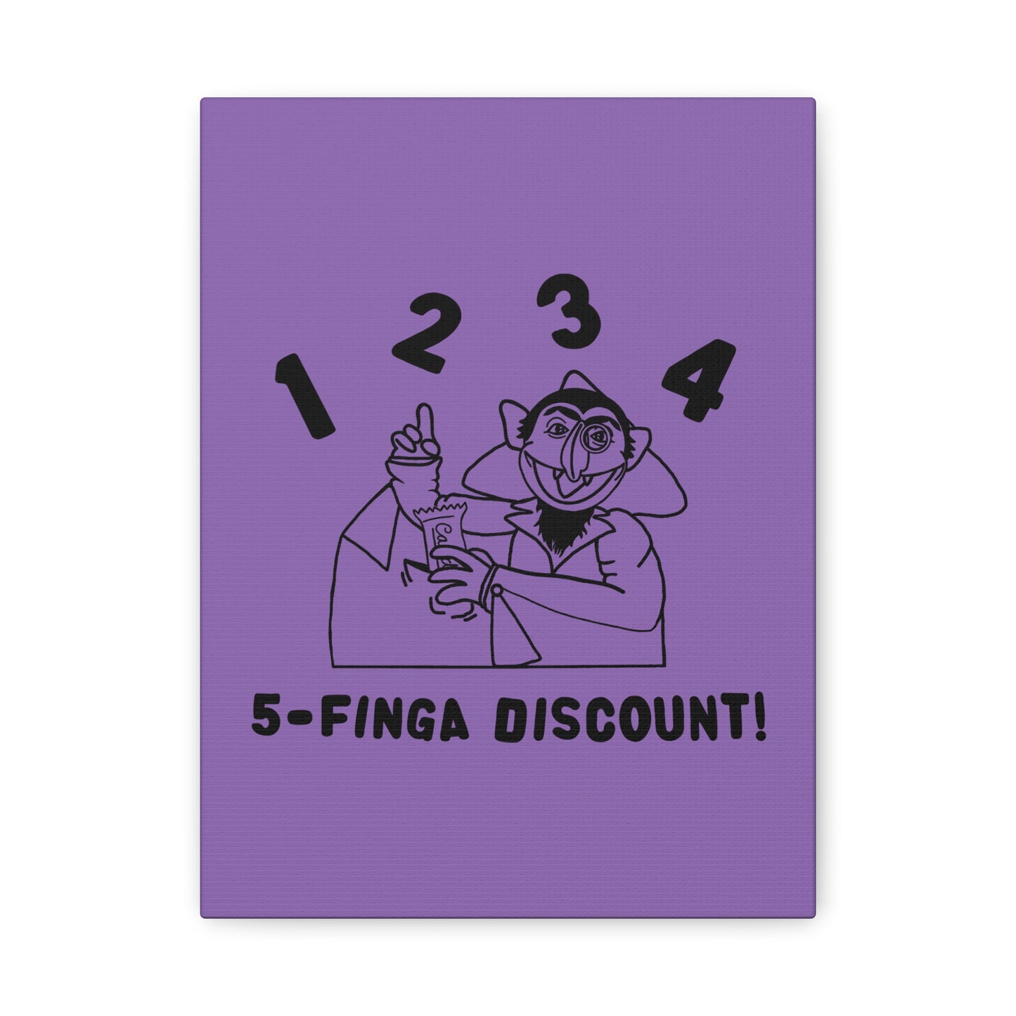 Five Finger Discount Outline Canvas Print Light Purple - Sesame Street The Count Parody Art Print