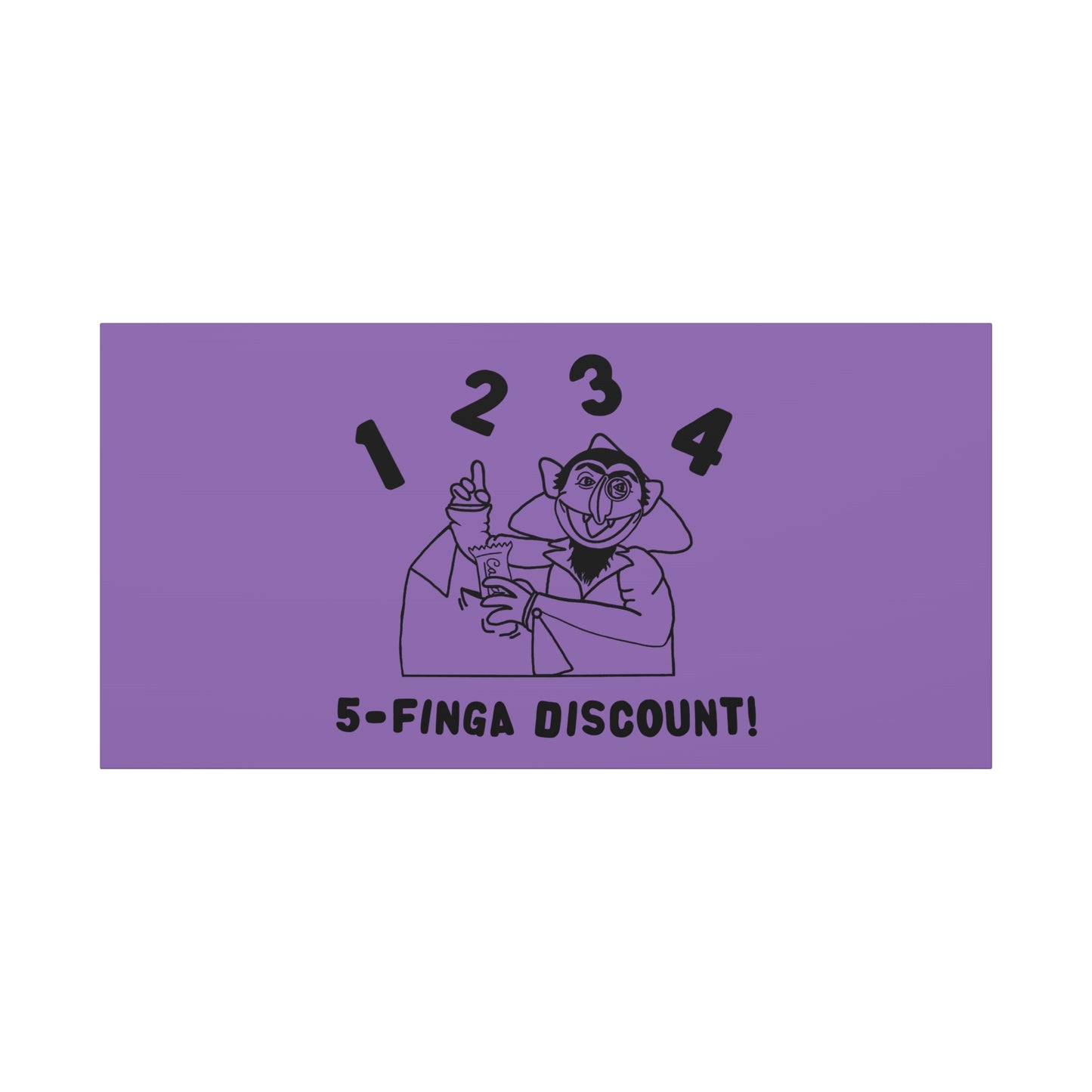 Five Finger Discount Outline Canvas Print Light Purple - Sesame Street The Count Parody Art Print