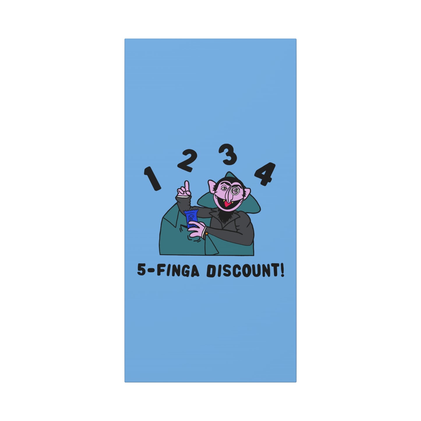 Five Finger Discount Canvas Print Light Blue - Sesame Street The Count Parody Art Print