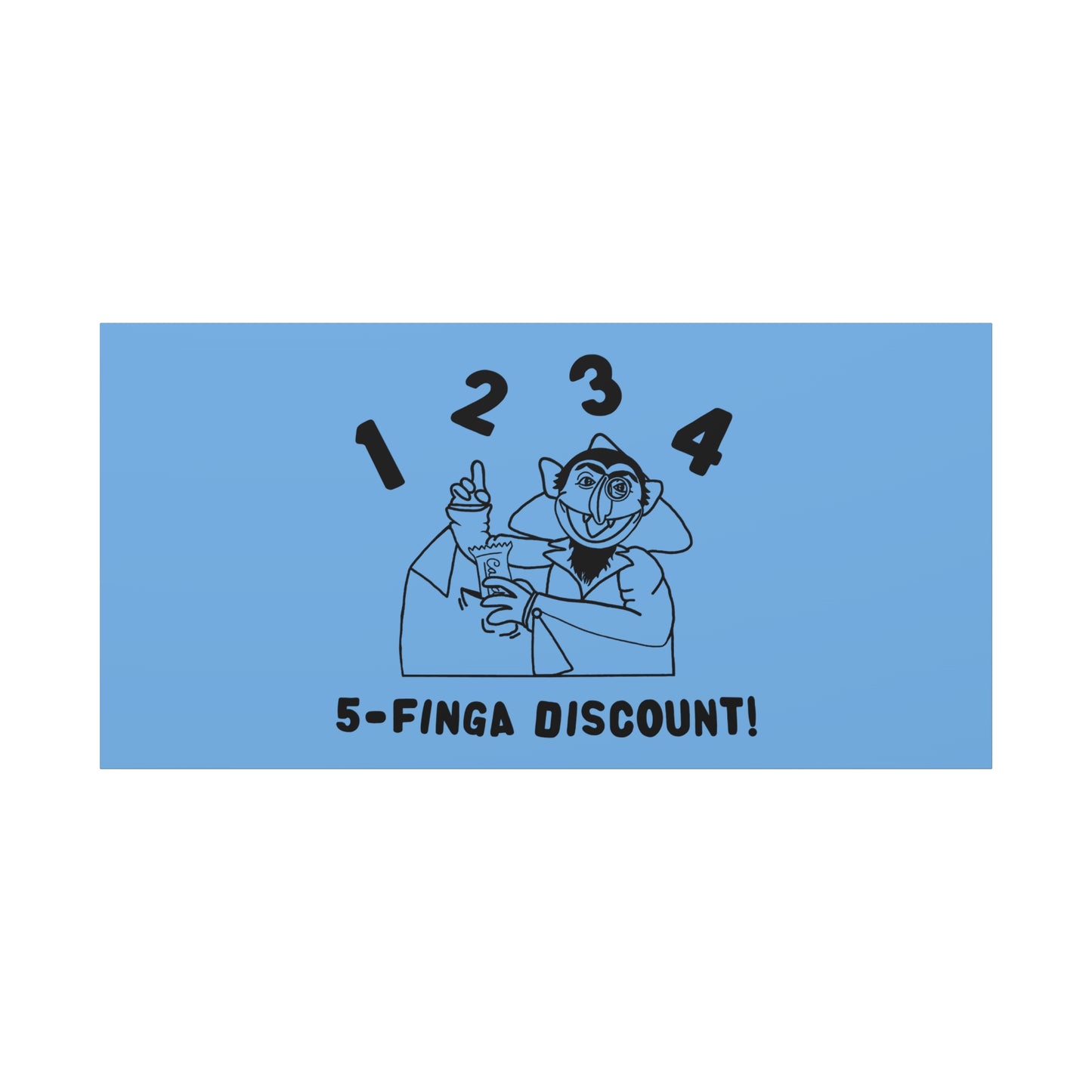 Five Finger Discount Outline Canvas Print Light Blue - Sesame Street The Count Parody Art Print