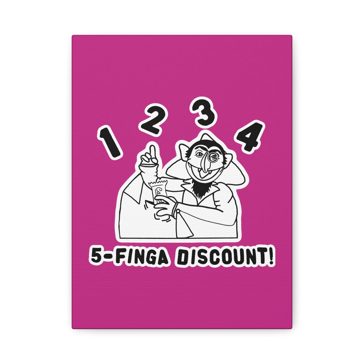 Five Finger Discount Outline Canvas Print Pink - Sesame Street The Count Parody Art Print