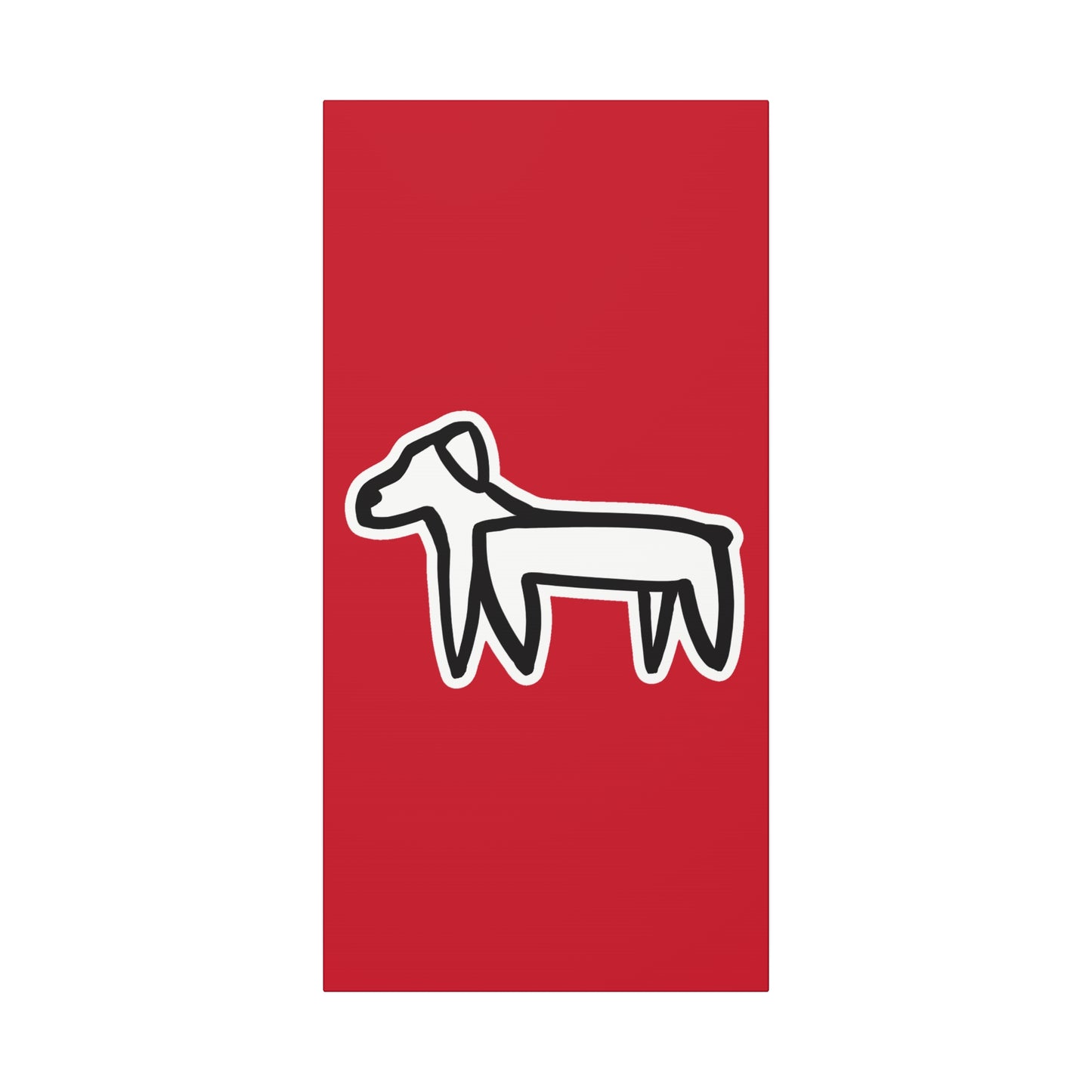 Dog Canvas Print on Red (Sticker Style White Dog) - Dog Art Print