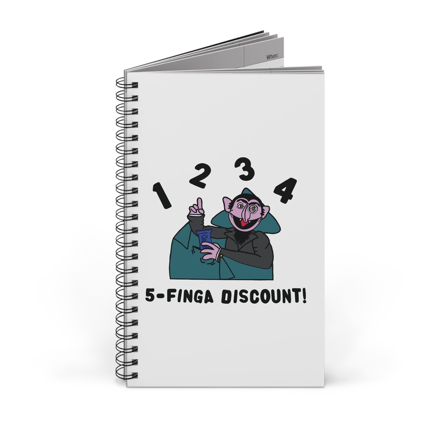 Five Finger Discount Notebook White - Sesame Street Parody The Count Spiral Notebook