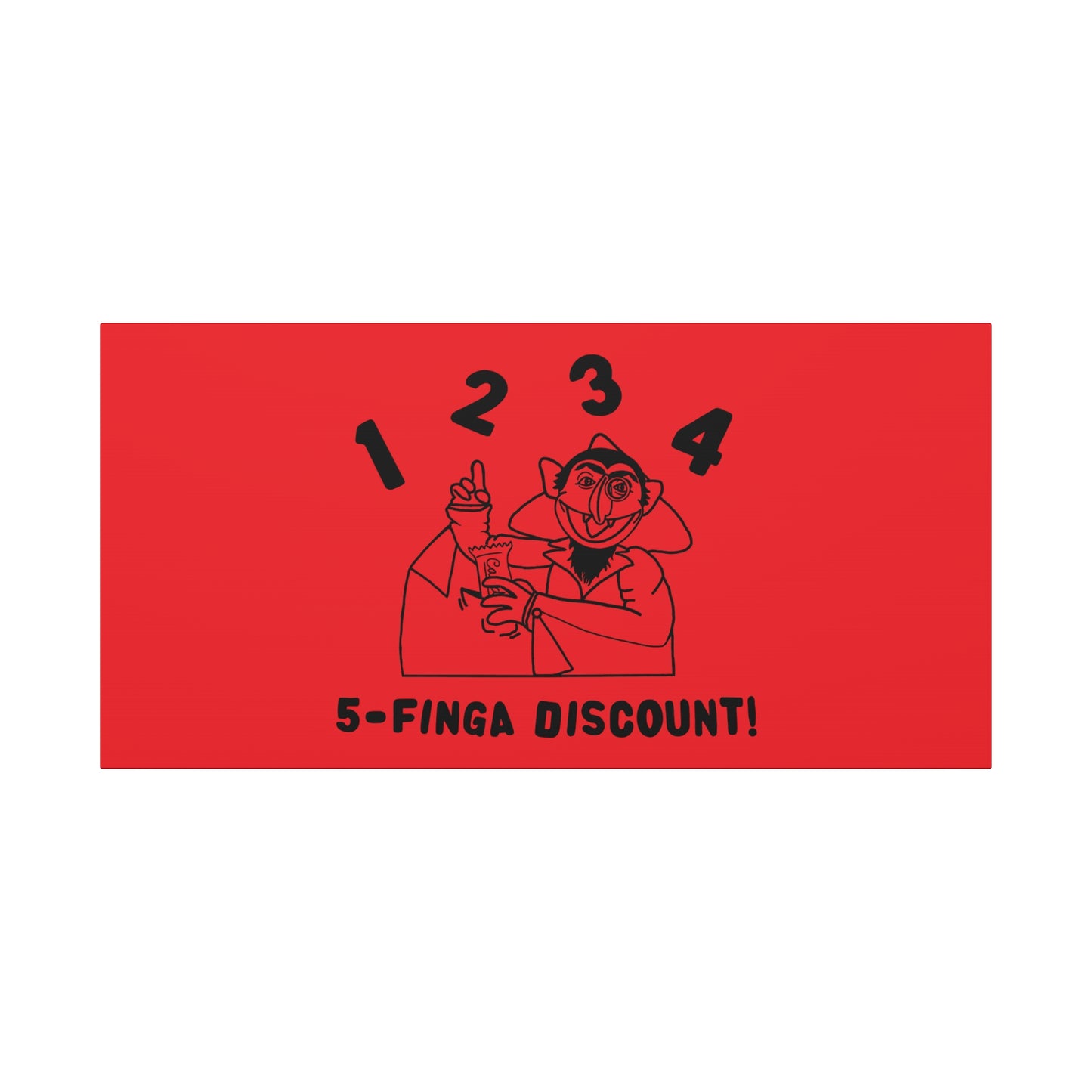 Five Finger Discount Outline Canvas Print Red - Sesame Street The Count Parody Art Print