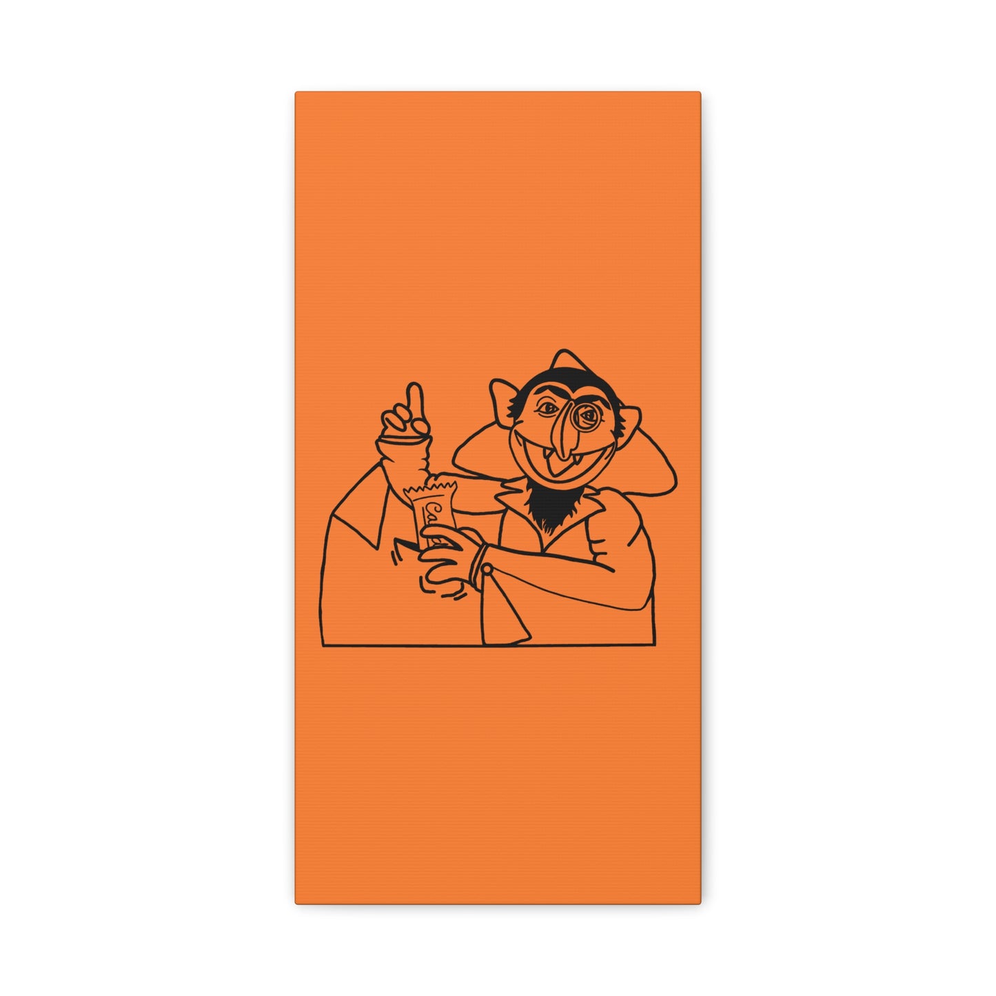 The Count Stealing Candy Outline Canvas Print Light Orange - Sesame Street The Count Parody Art