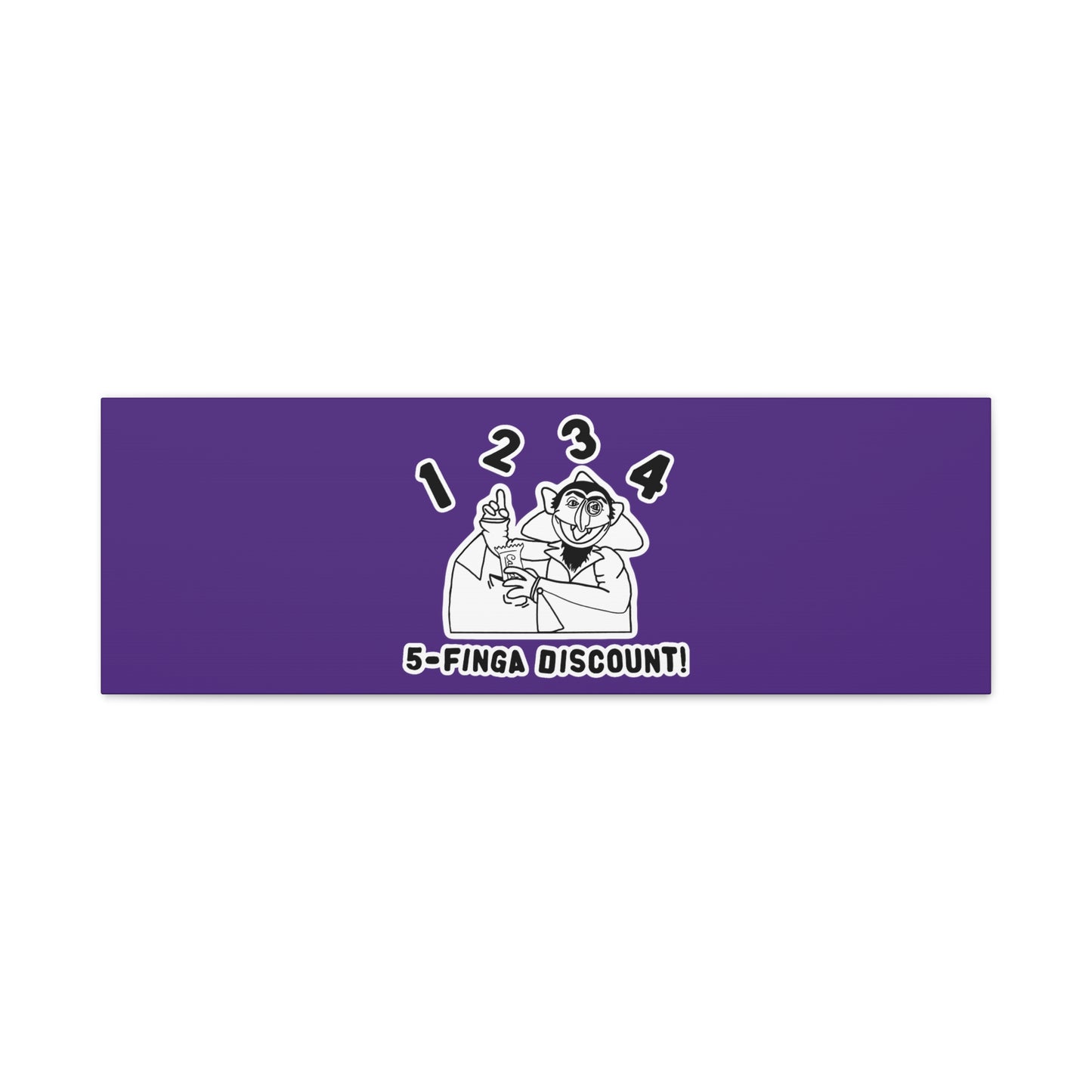 Five Finger Discount Outline Canvas Print Purple - Sesame Street The Count Parody Art Print