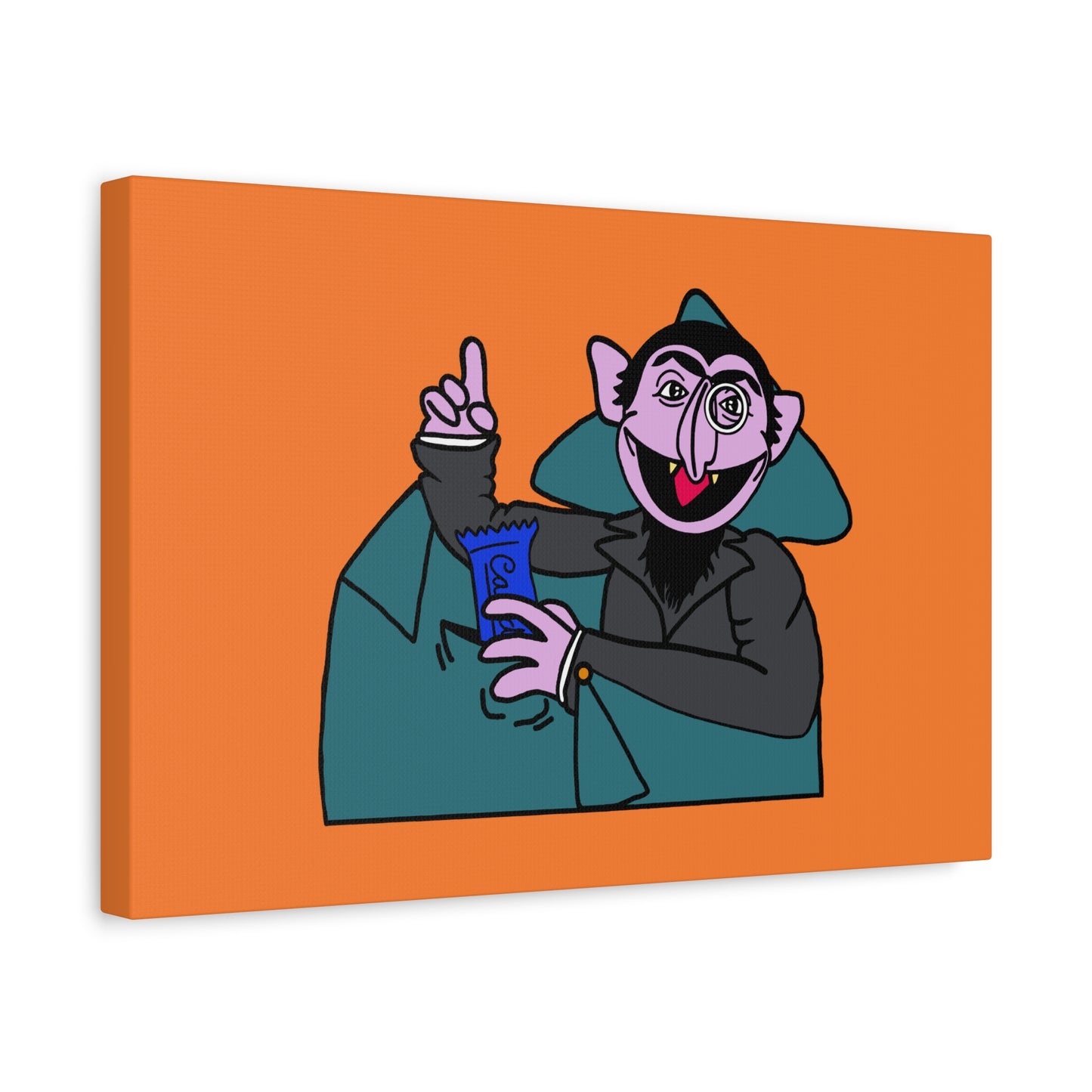 The Count Stealing Candy Canvas Print Orange - Sesame Street The Count Parody Art