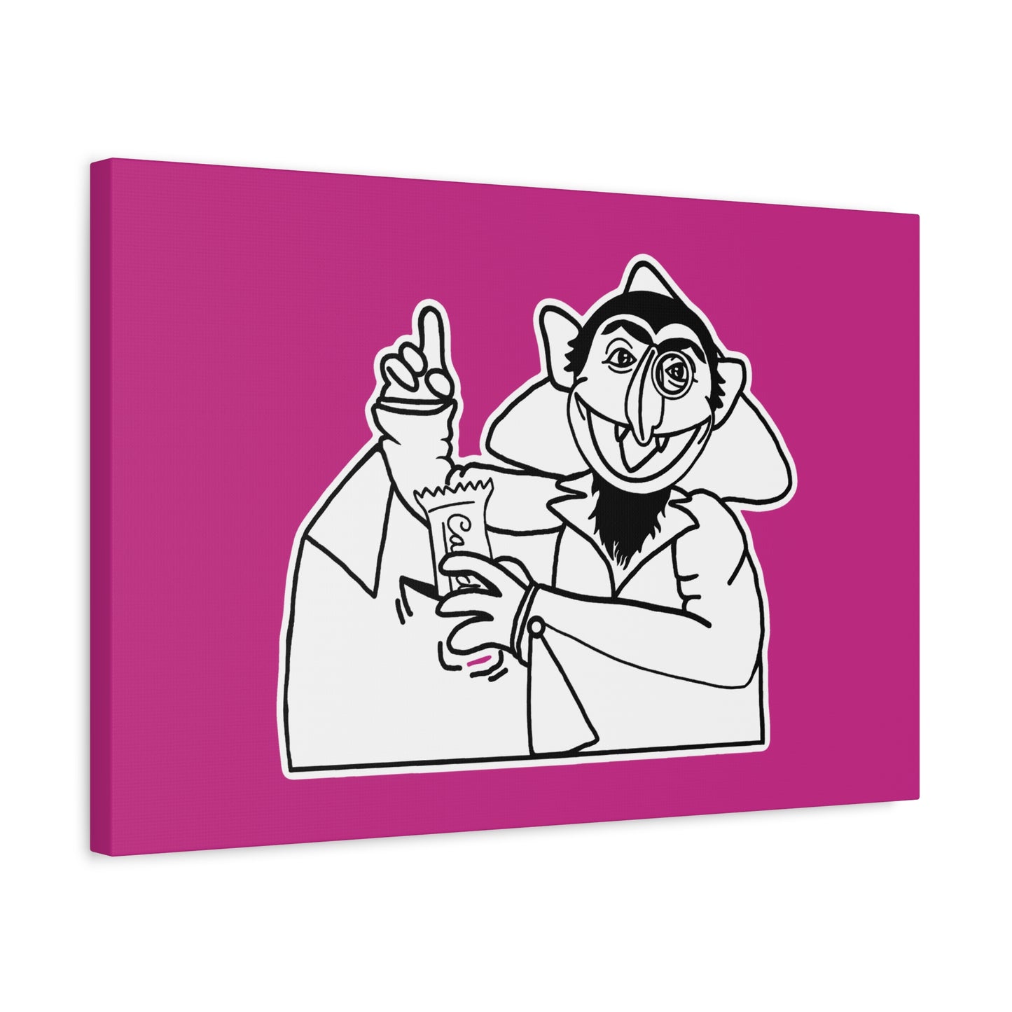 The Count Stealing Candy Outline Canvas Print Pink - Sesame Street The Count Parody Art
