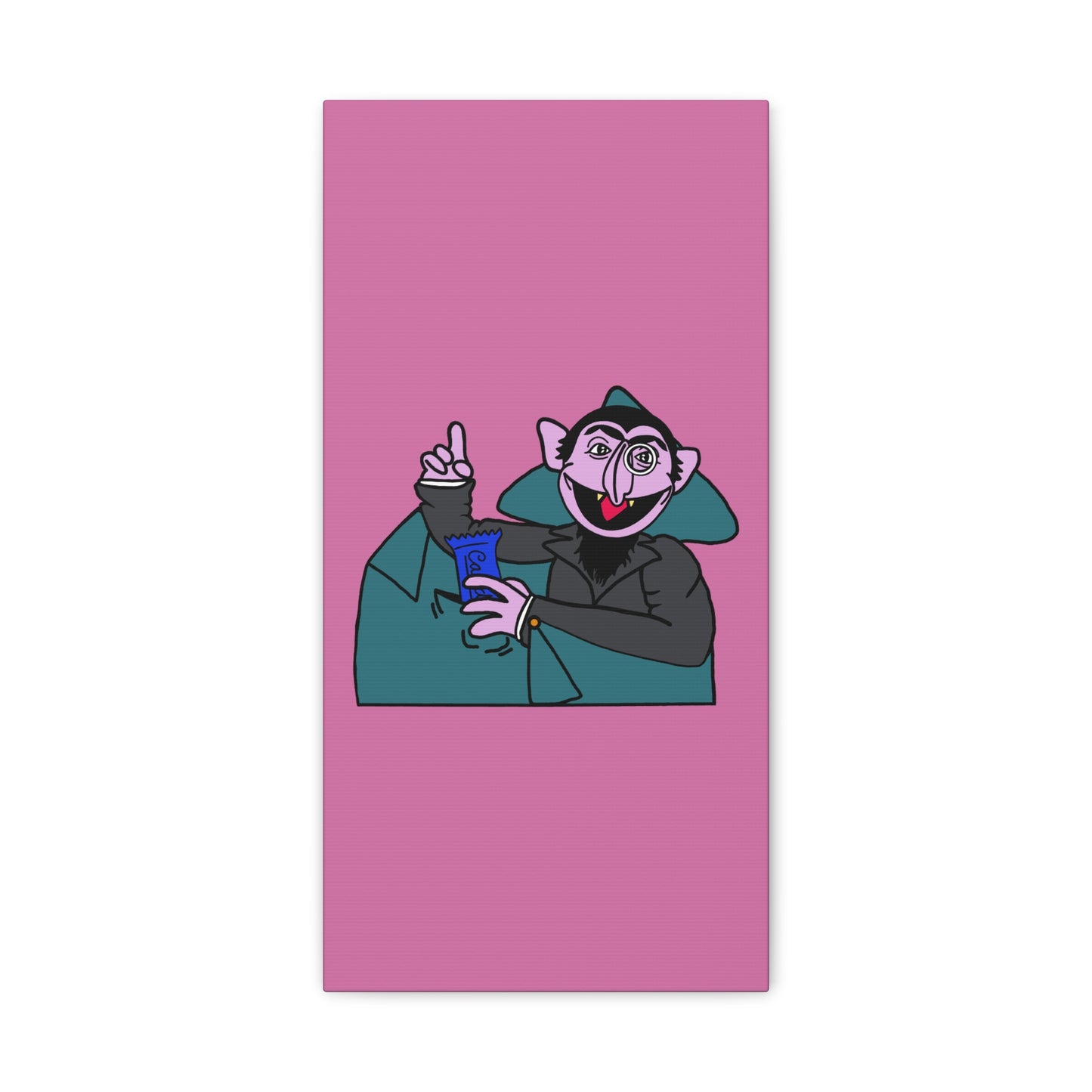 The Count Stealing Candy Canvas Print Light Pink - Sesame Street The Count Parody Art