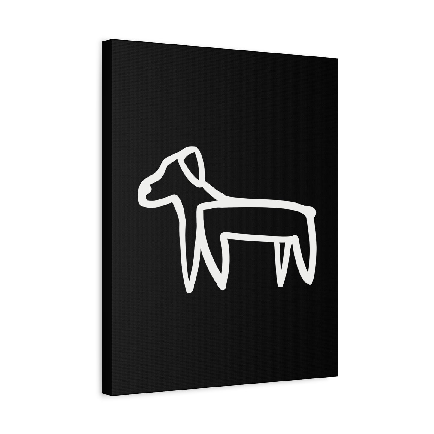 Dog Canvas Print on Black (Transparent Style White Dog) - Dog Art Print