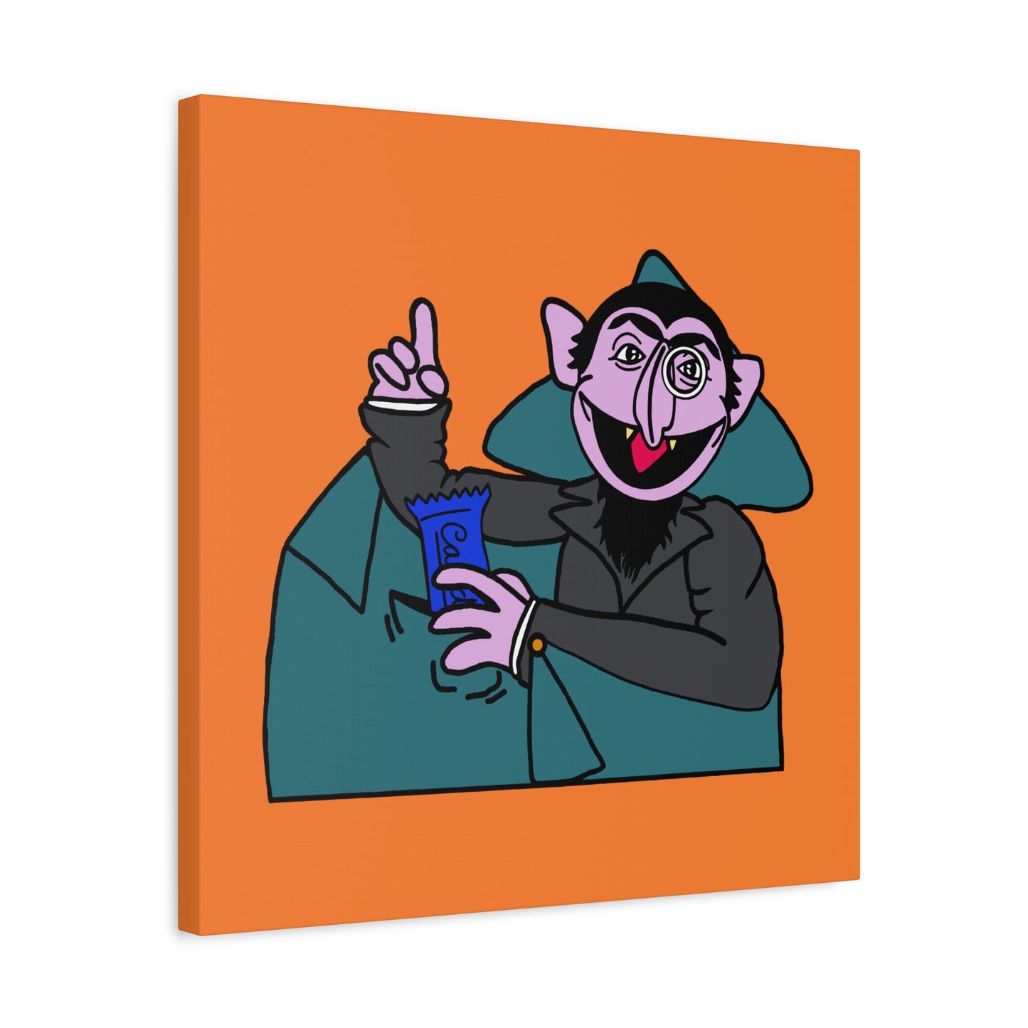 The Count Stealing Candy Canvas Print Orange - Sesame Street The Count Parody Art