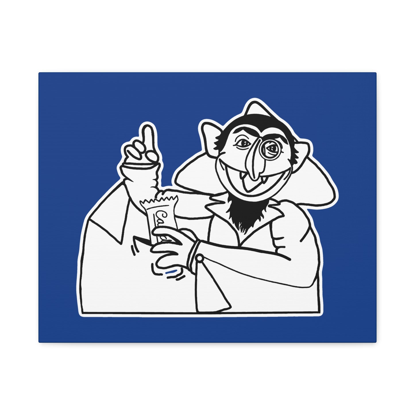 The Count Stealing Candy Outline Canvas Print Dark Blue - Sesame Street The Count Parody Art