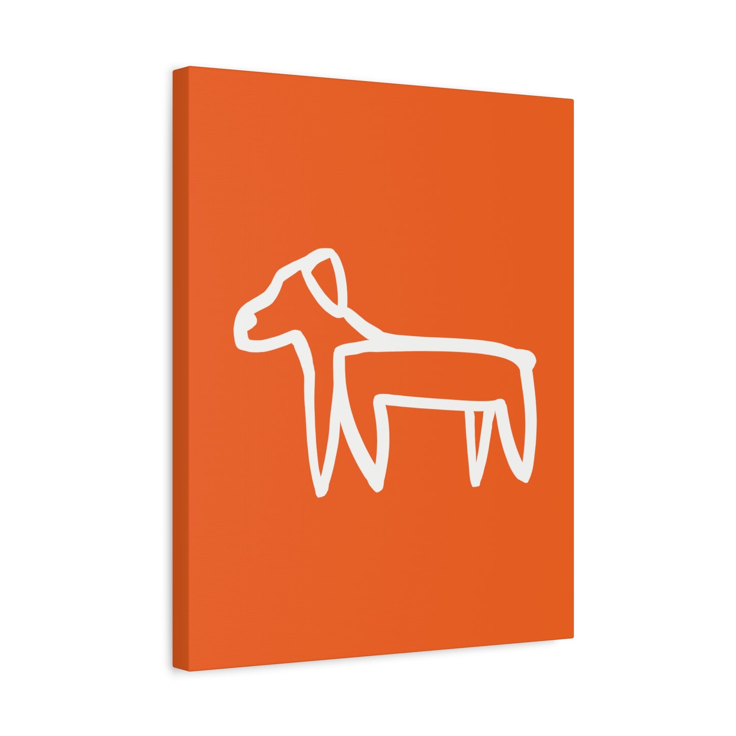 Dog Canvas Print on Orange (Transparent Style White Dog) - Dog Art Print