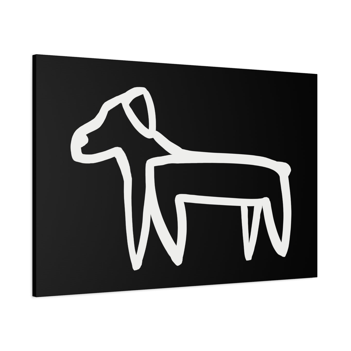 Dog Canvas Print on Black (Transparent Style White Dog) - Dog Art Print