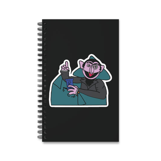 The Count Stealing Candy Notebook Black - Sesame Street The Count Parody Spiral Notebook