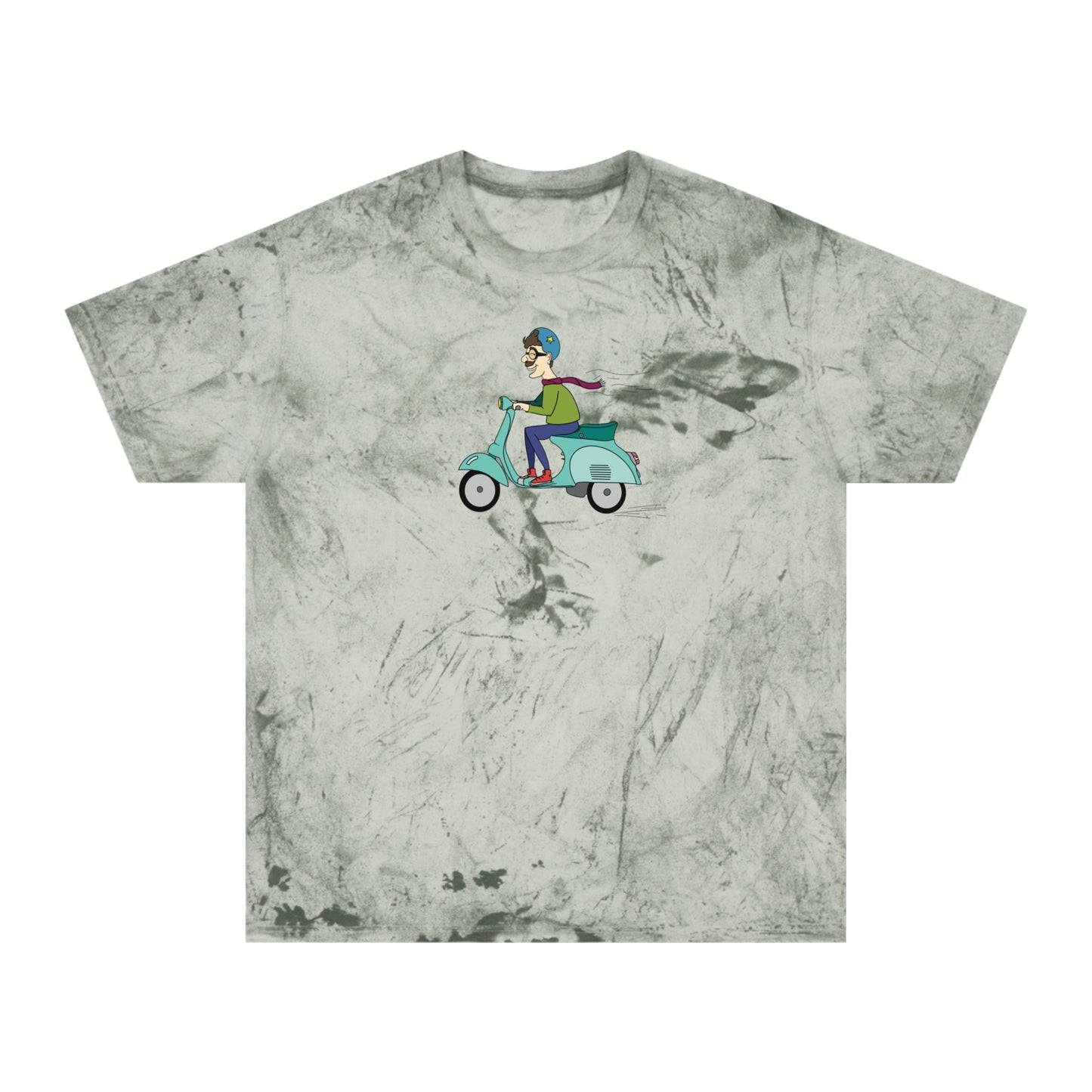Mustached Moped Rider Color Blast Tee