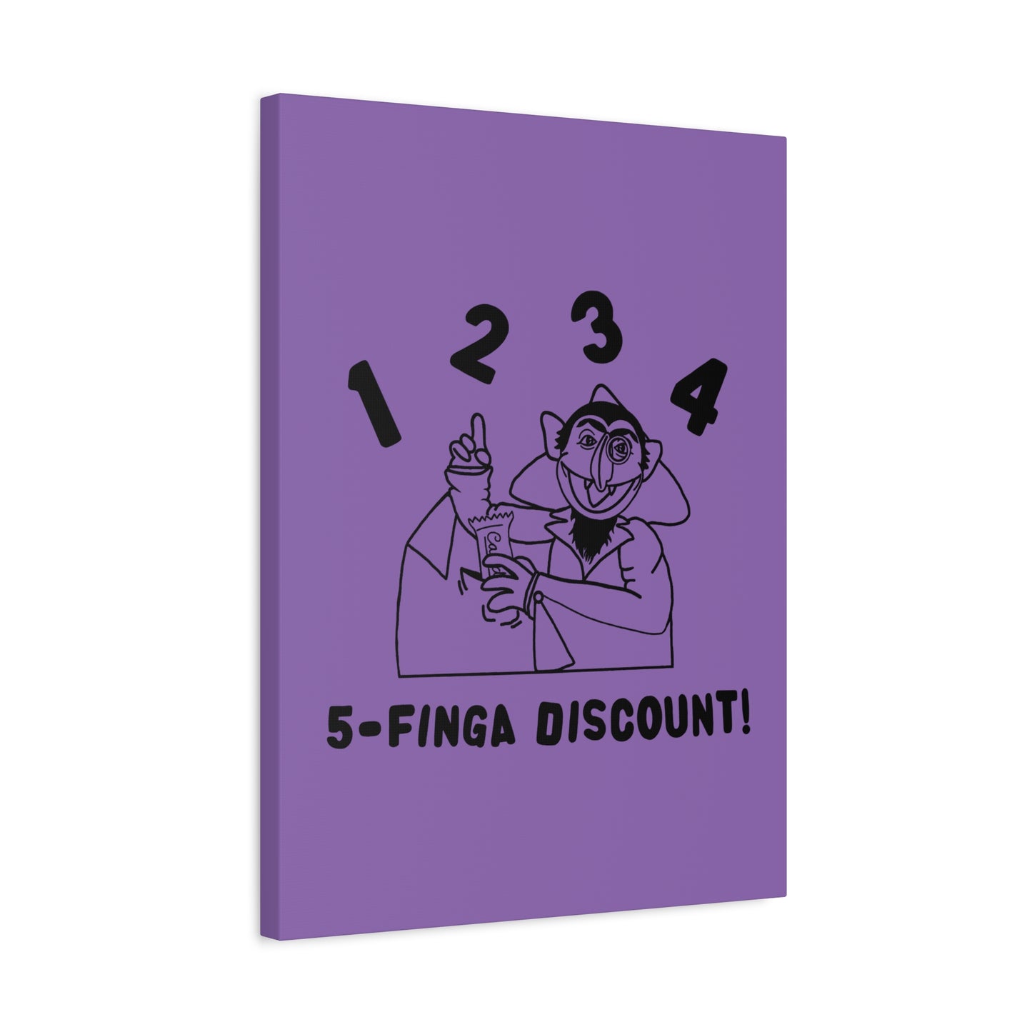 Five Finger Discount Outline Canvas Print Light Purple - Sesame Street The Count Parody Art Print