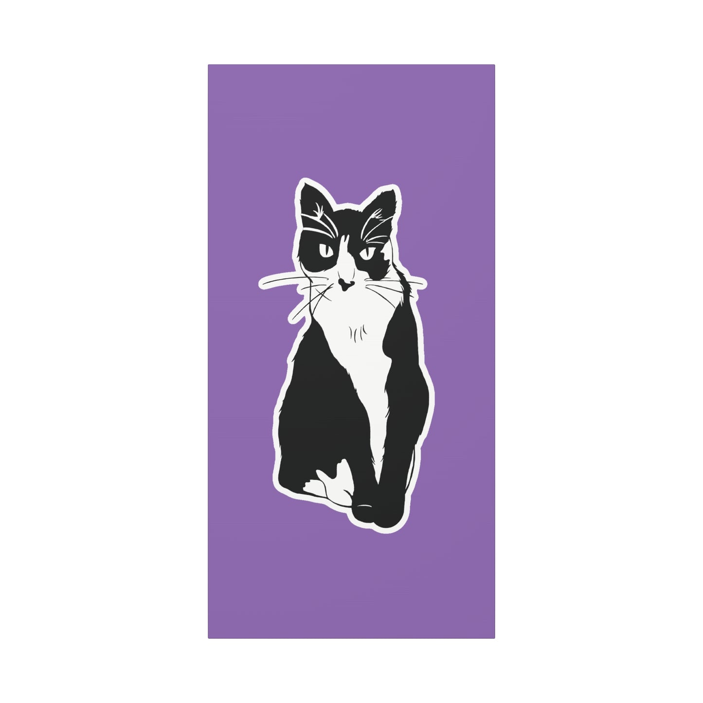 Cat Canvas on Light Purple (Sticker Style Cat) - Cat Drawing Art
